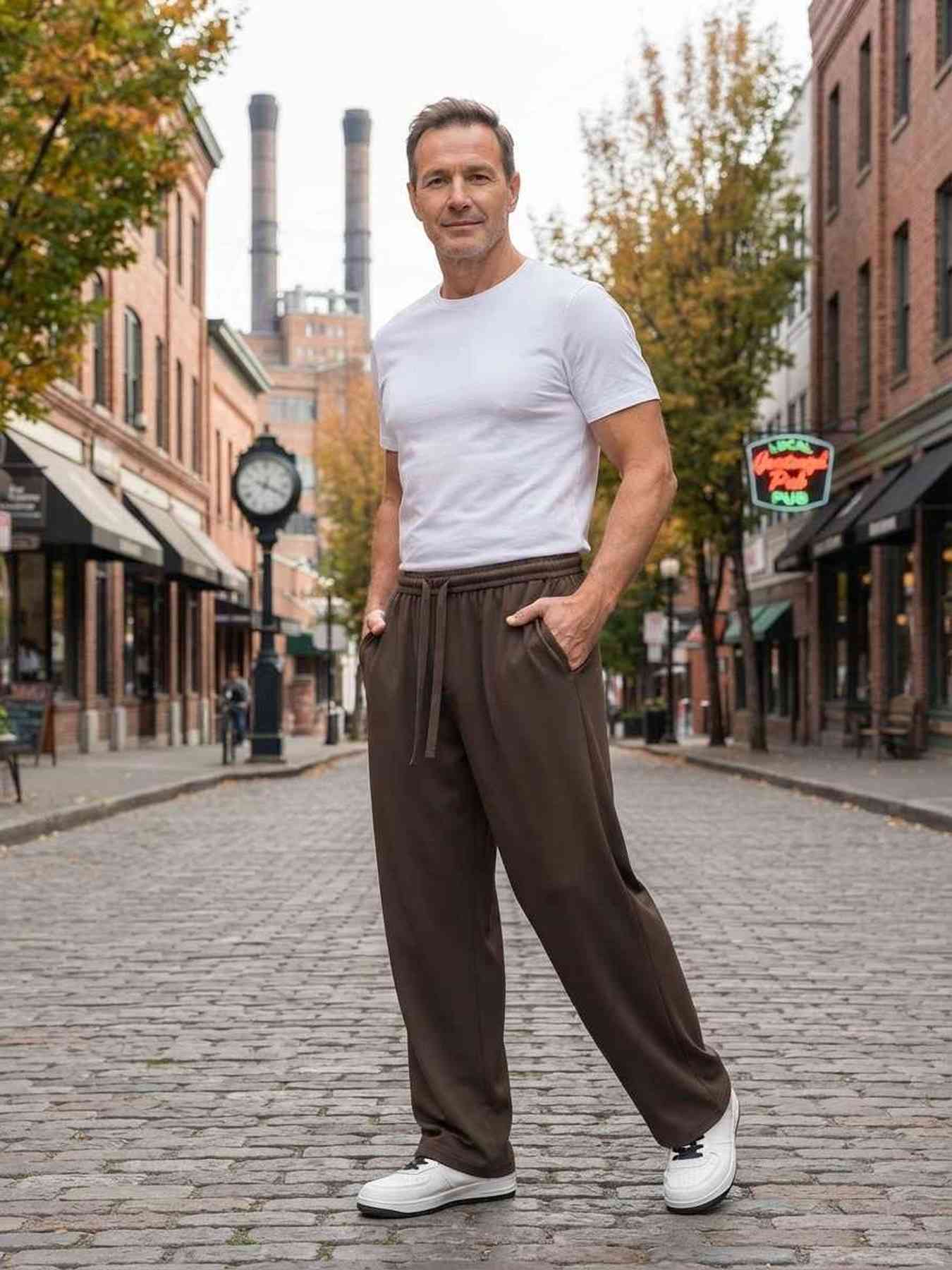 Pantalon casual homme tendance ajusté