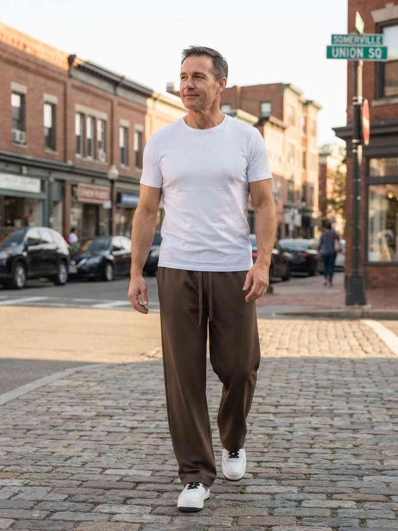 Pantalon décontracté homme, jambe droite, cordon coulissant