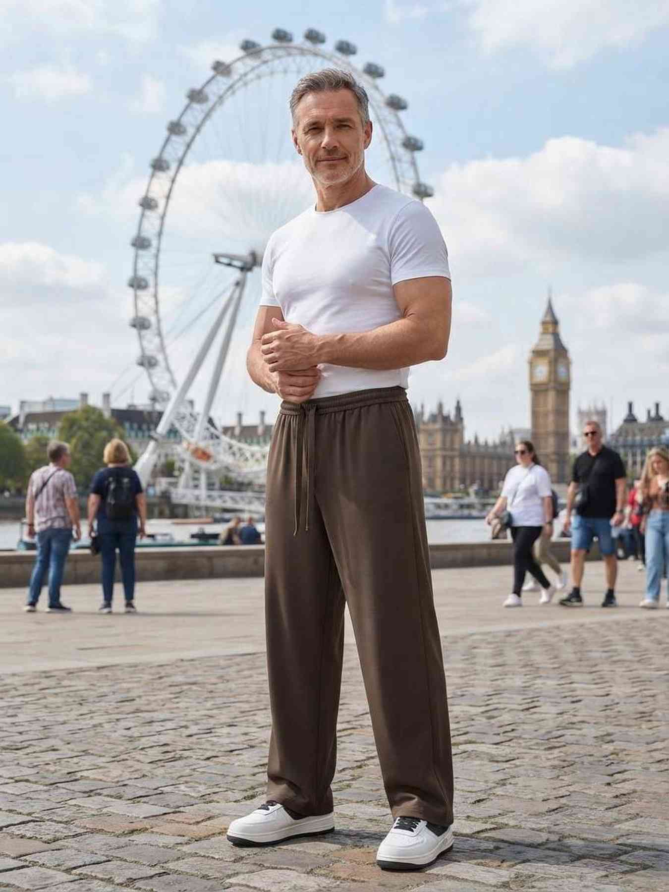 Pantalon casual tendance pour homme, jambe droite