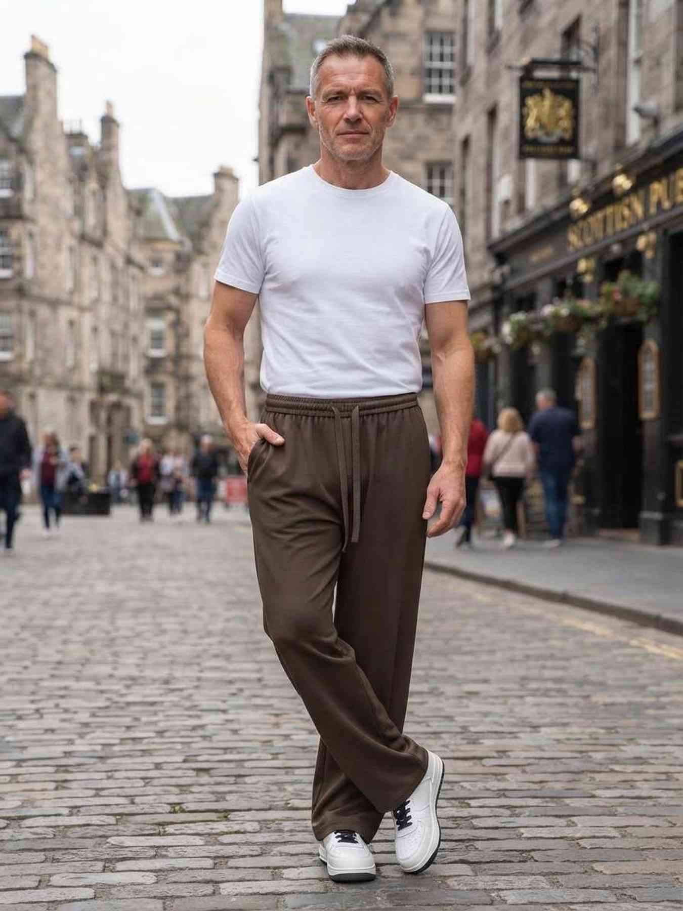 Pantalon casual tendance pour homme, jambe droite