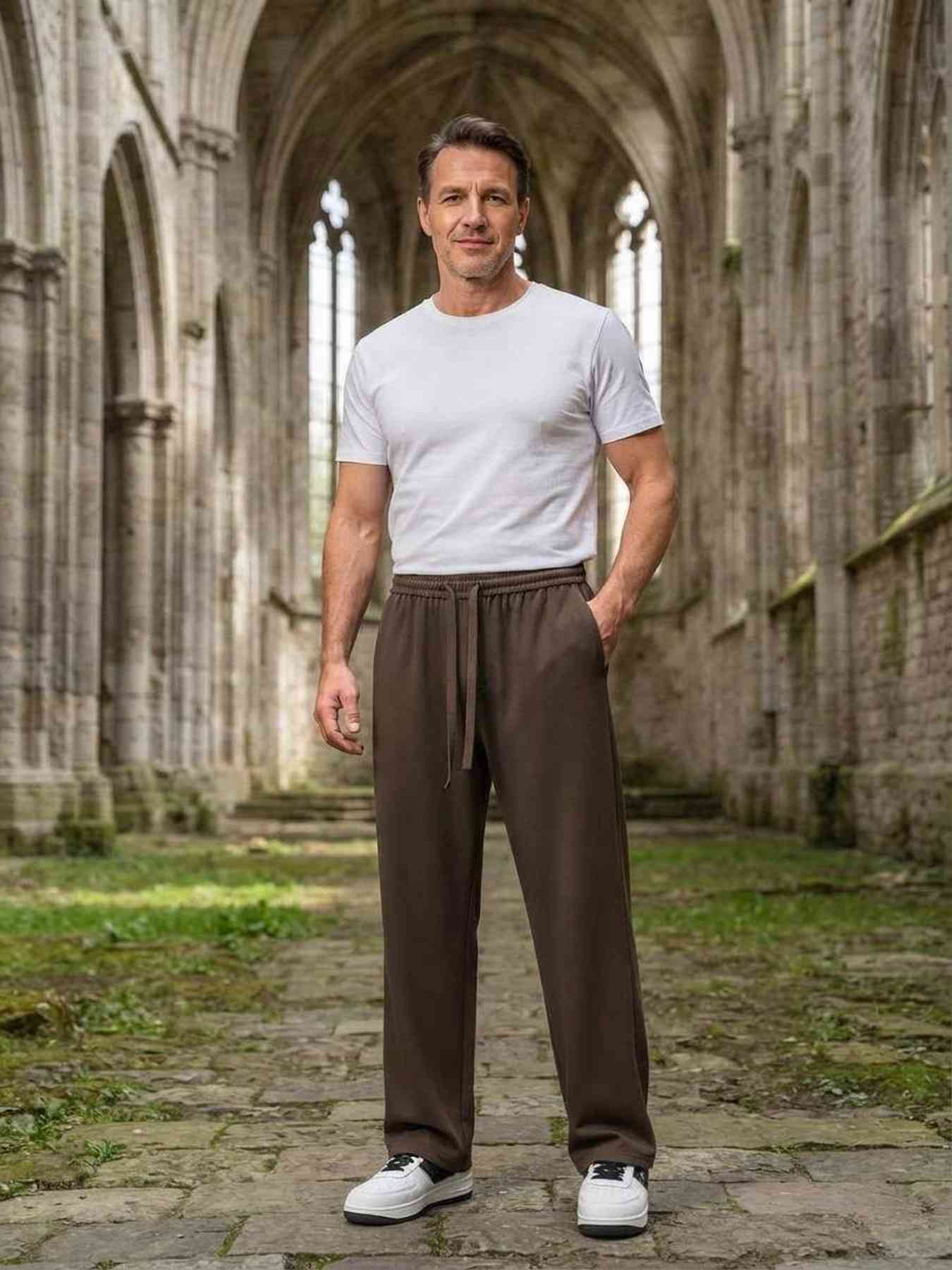 Pantalon casual tendance pour homme, jambe droite