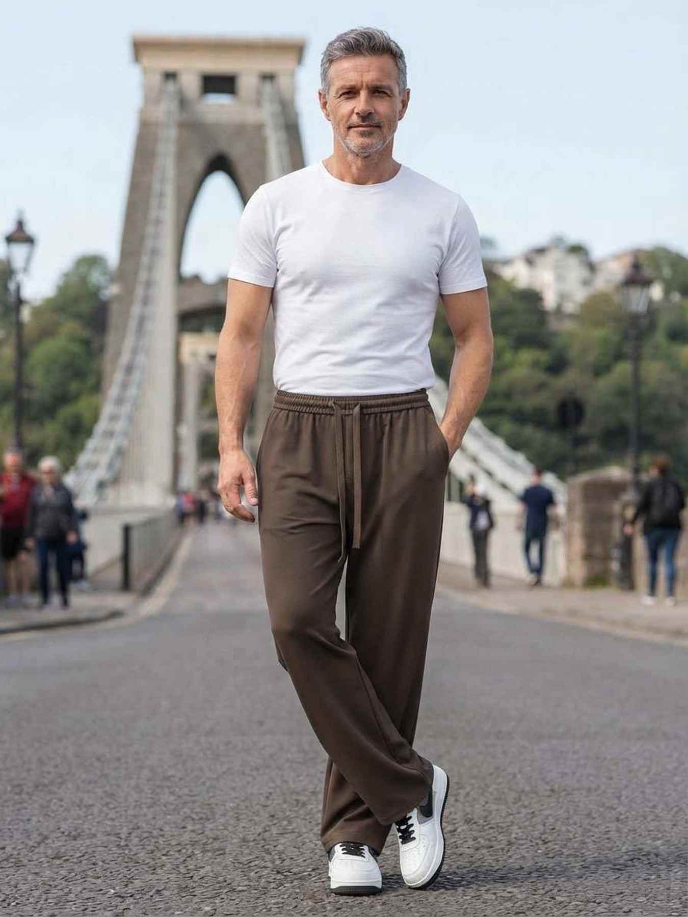 Pantalon casual homme tendance ajusté