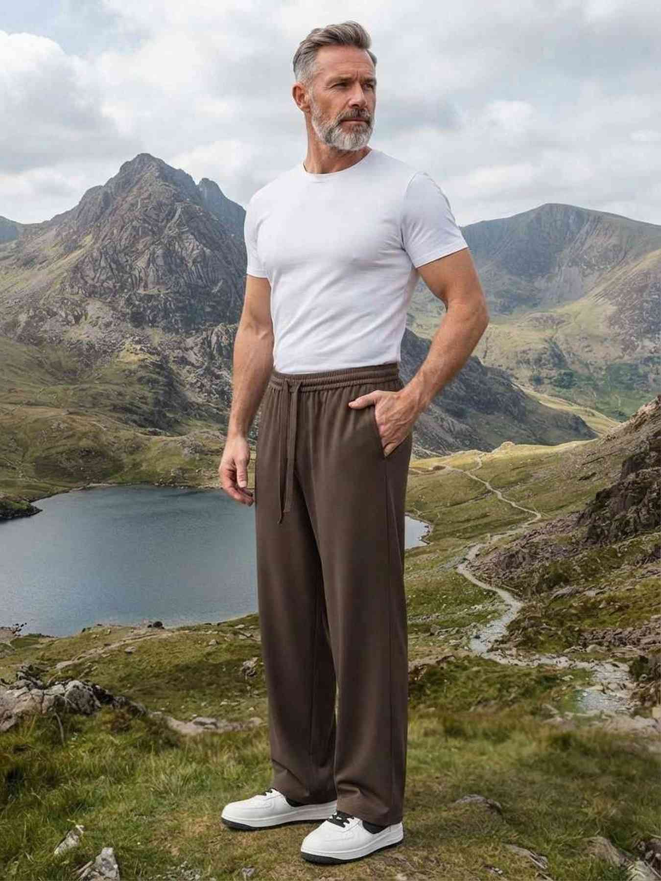 Pantalon casual homme tendance, droit, coton, antifroisses