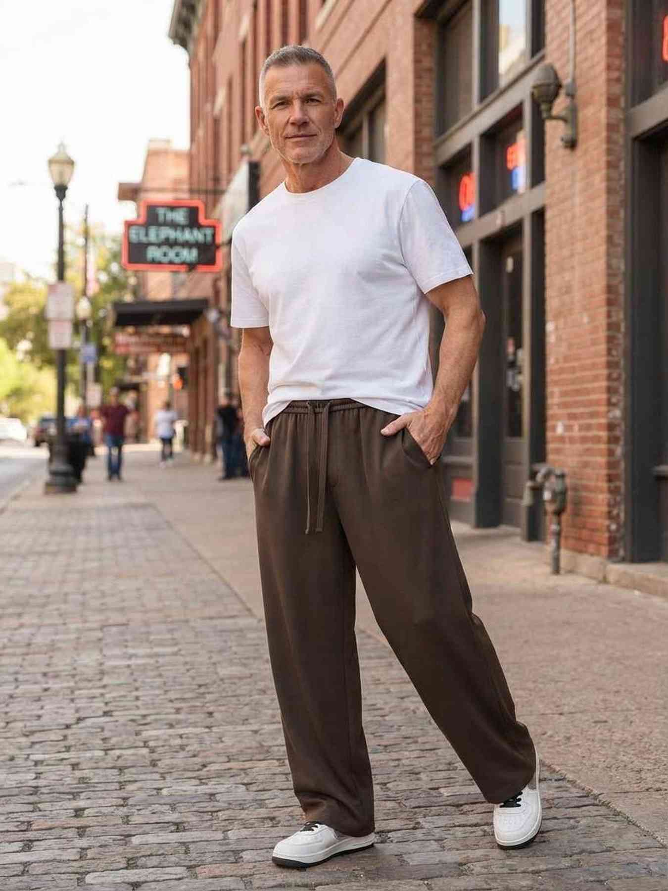Pantalon casual homme tendance ajusté