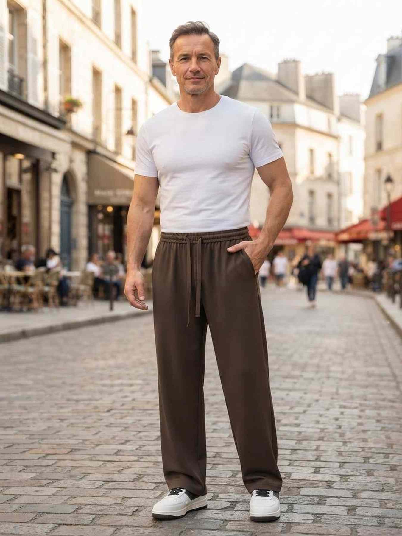 Pantalon homme tendance corduroy droit antirides 9 pouces