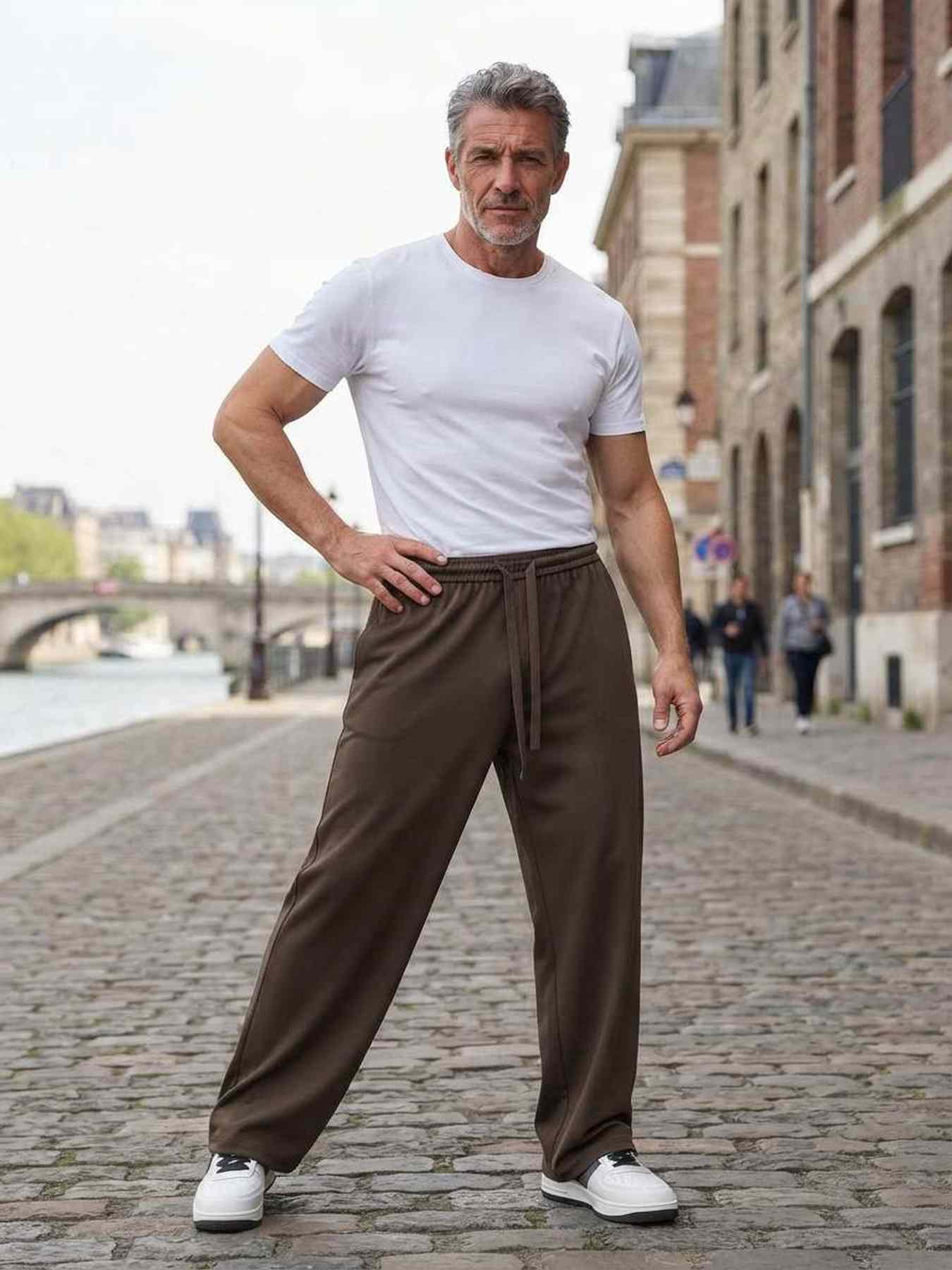 Pantalon casual homme tendance ajusté