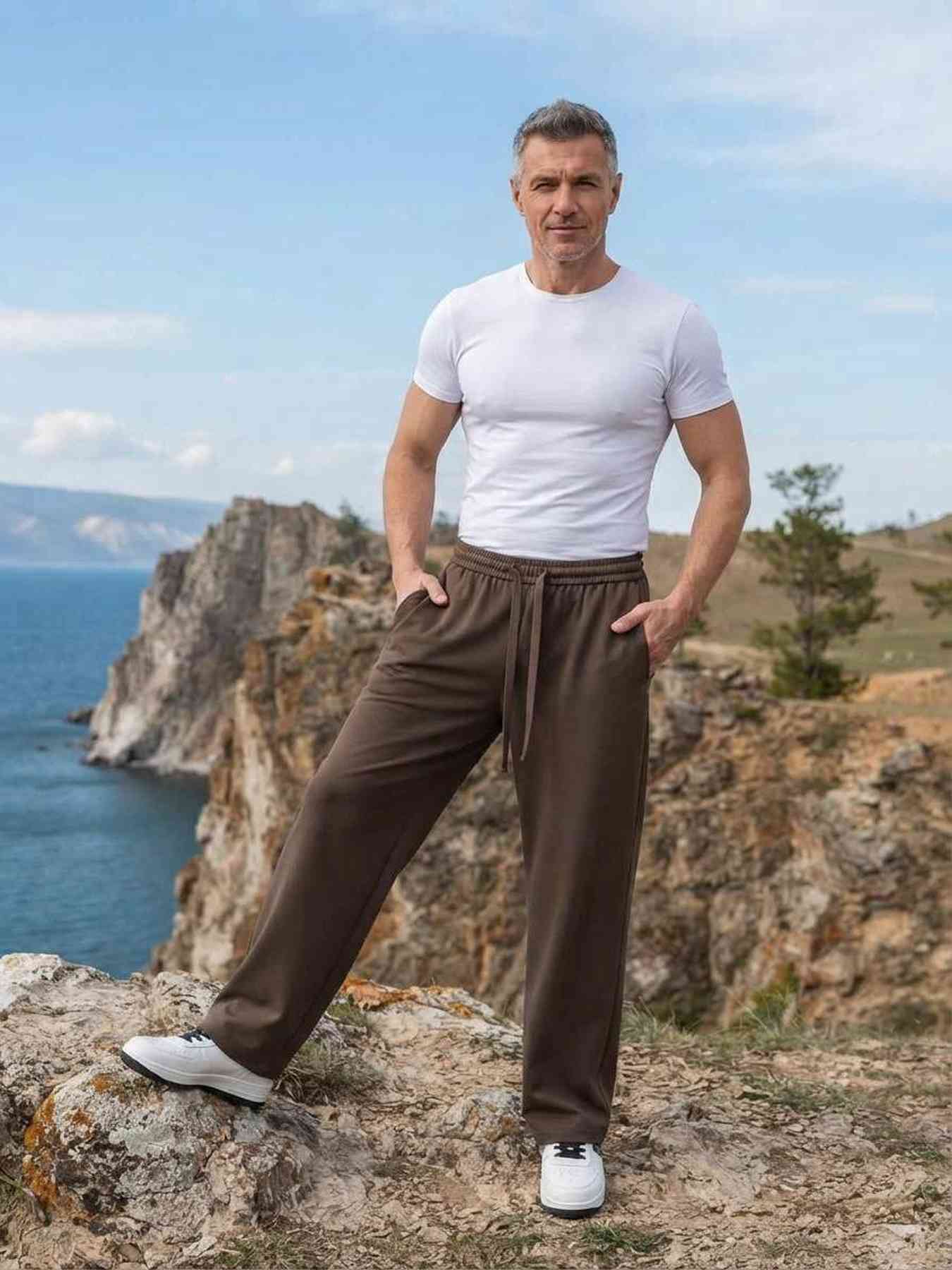Pantalon casual homme tendance ajusté