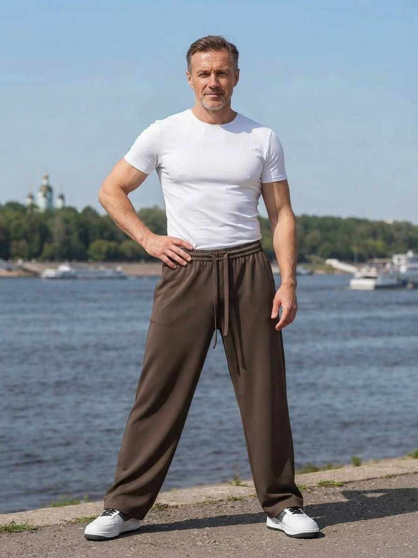 Pantalon casual homme tendance cordon anti-plis