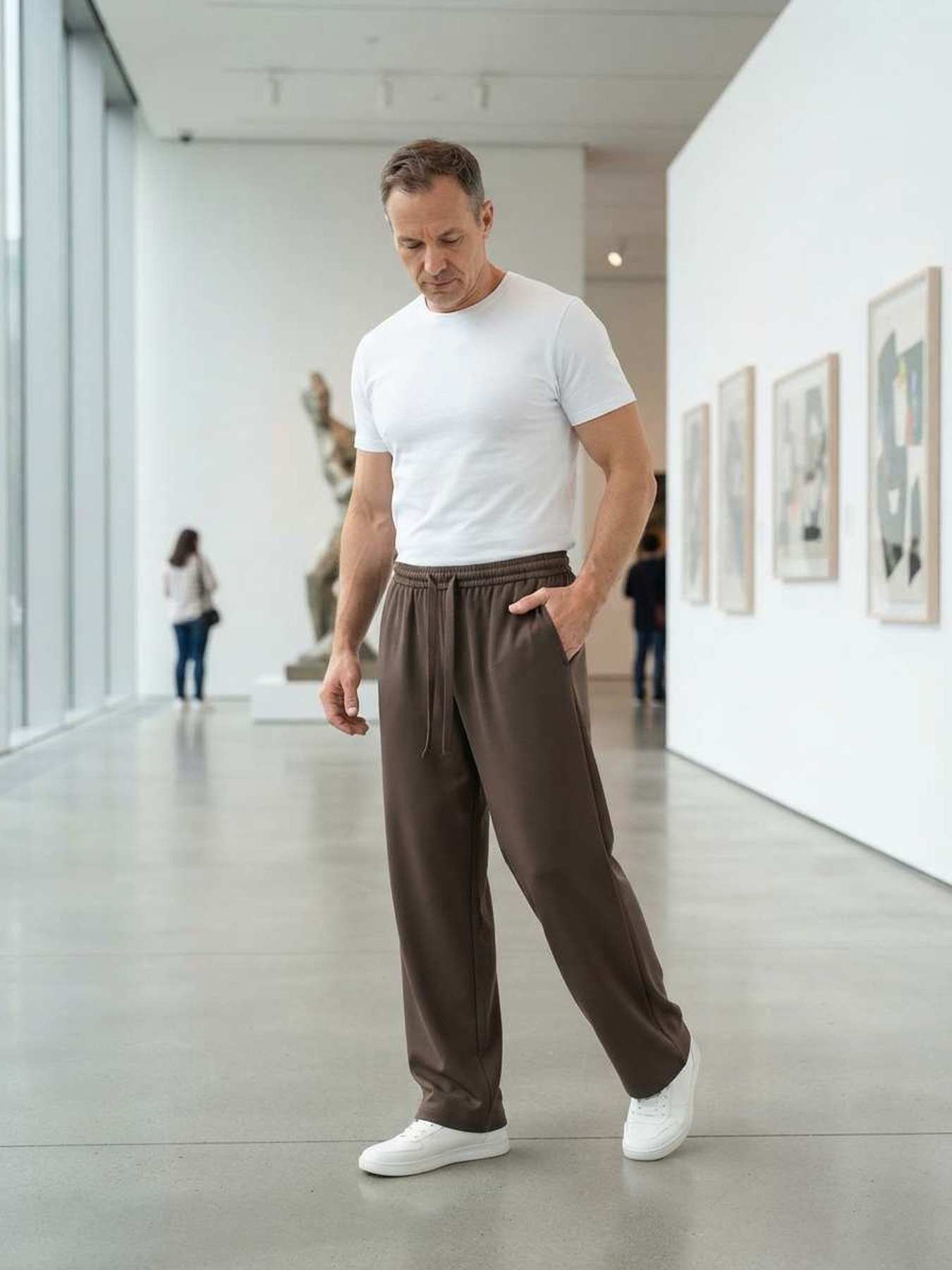 Pantalon casual homme tendance ajusté