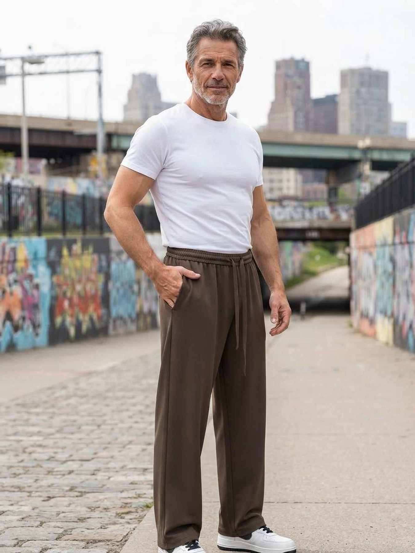 Pantalon casual homme tendance cordon anti-plis