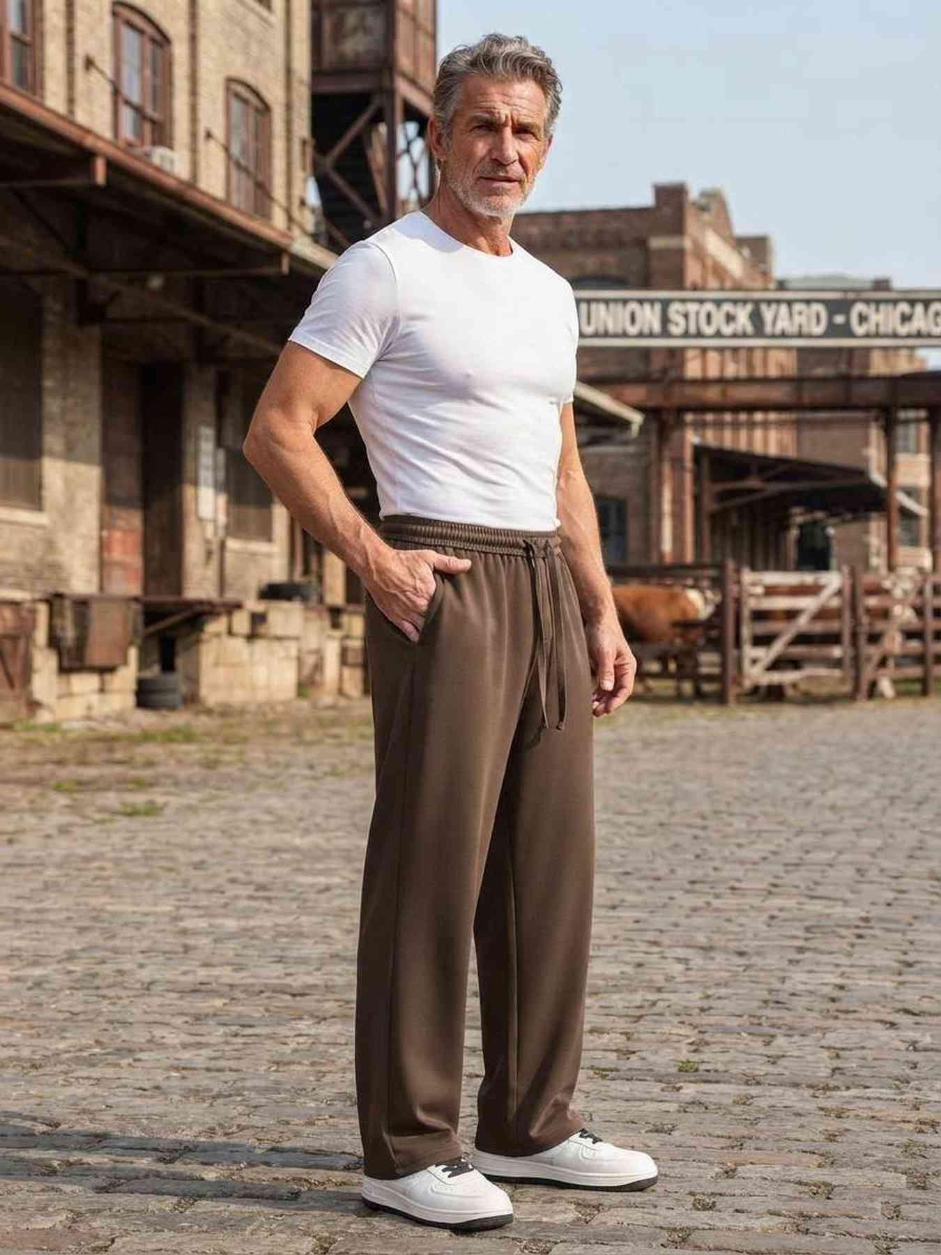 Pantalon casual homme décontracté en velours côtelé ajusté antirides