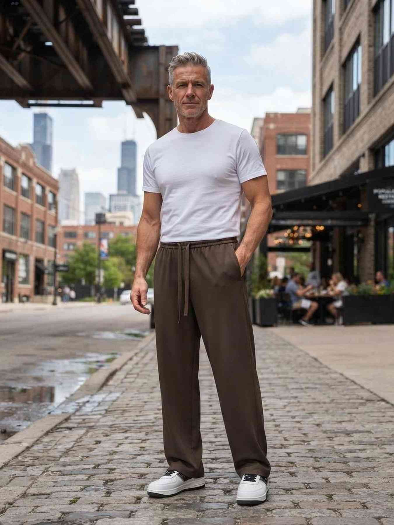 Pantalon décontracté homme, coupe droite