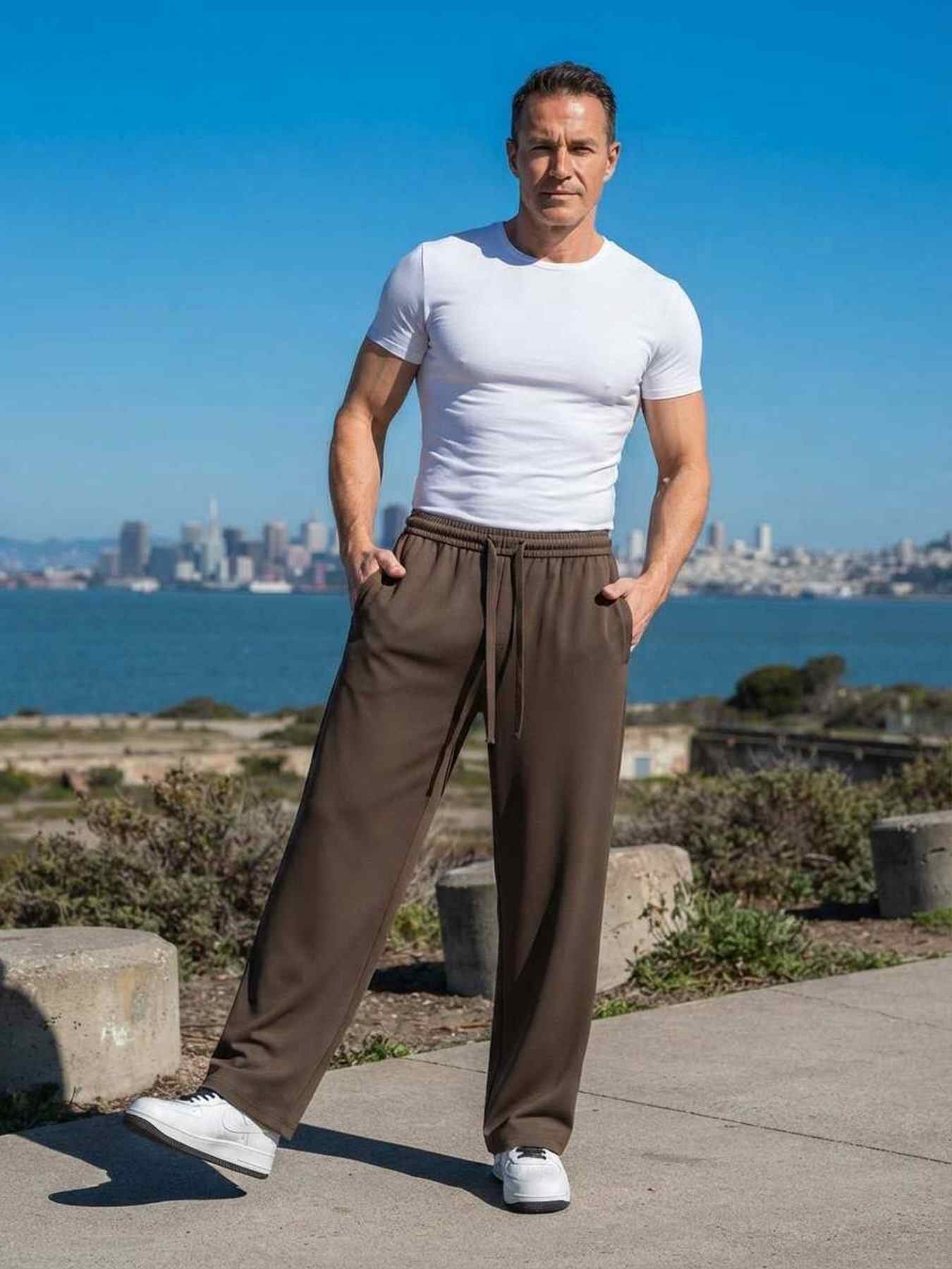 Pantalon casual tendance pour homme, jambe droite