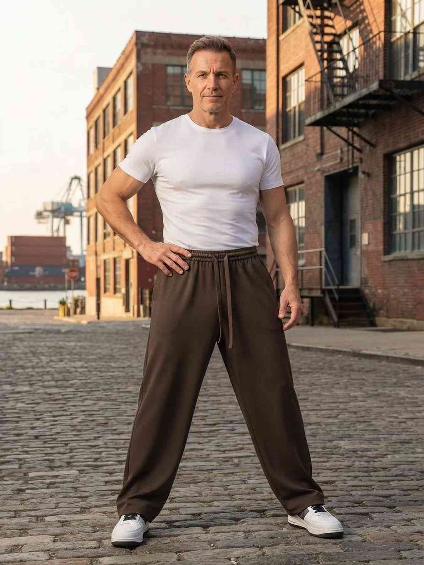 Pantalon décontracté homme tendance jambe droite 9po