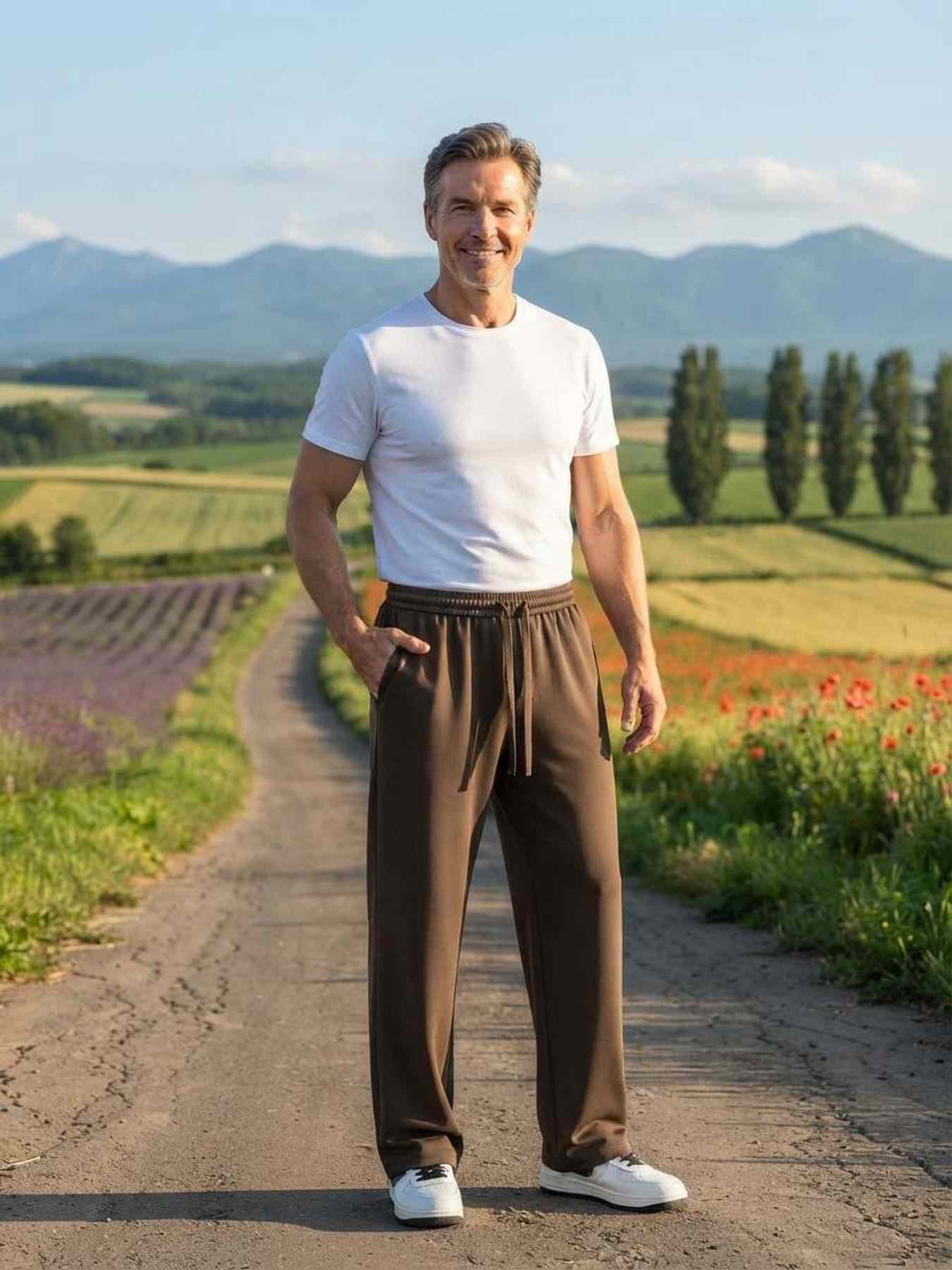 Pantalon casual homme tendance jambe droite