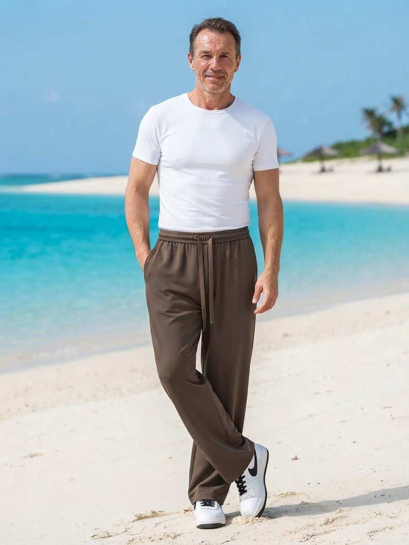 Pantalon casual homme en velours côtelé, coupe droite, anti-froissement