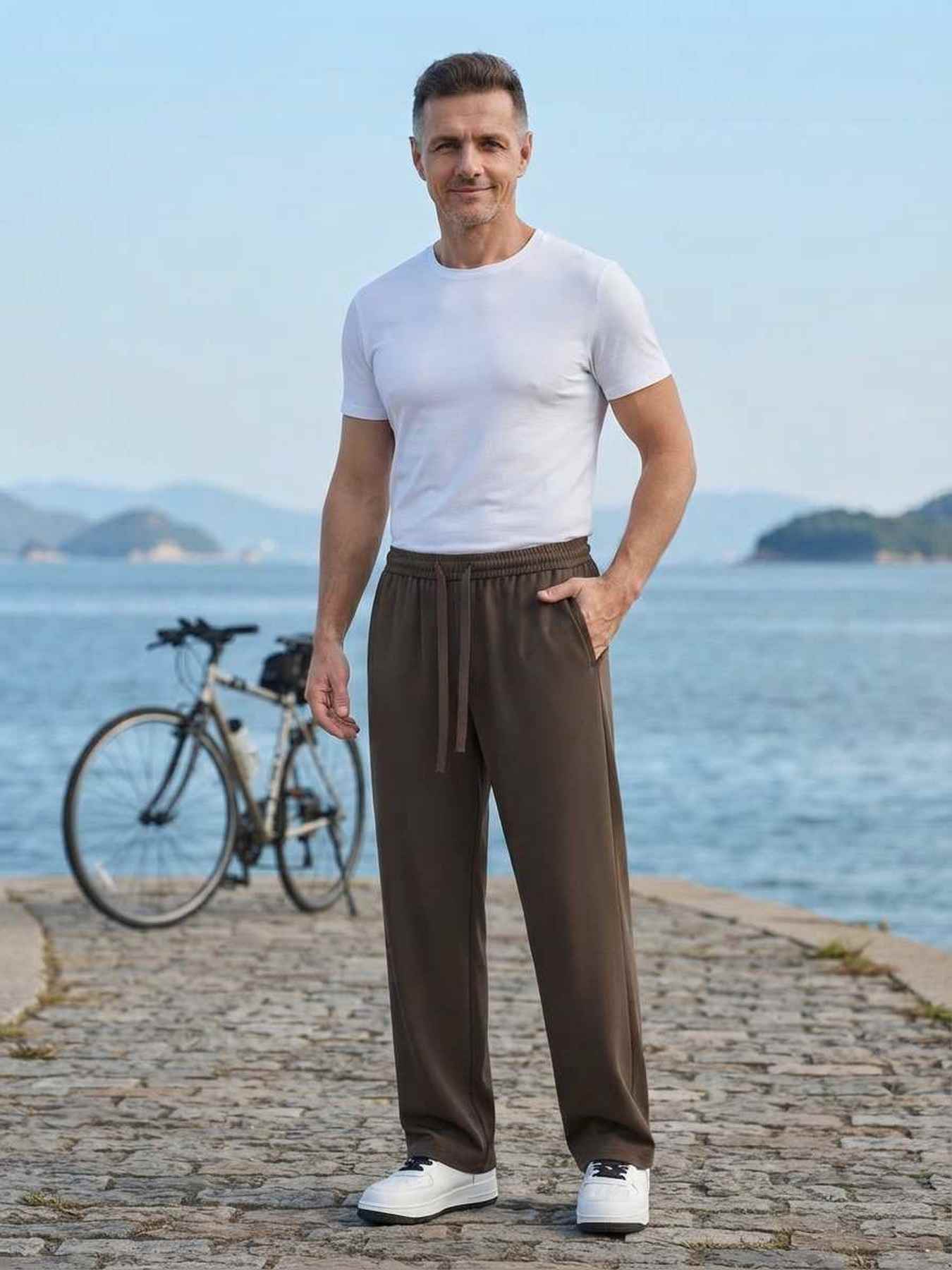 Pantalon casual homme en velours côtelé, coupe droite, anti-froissement