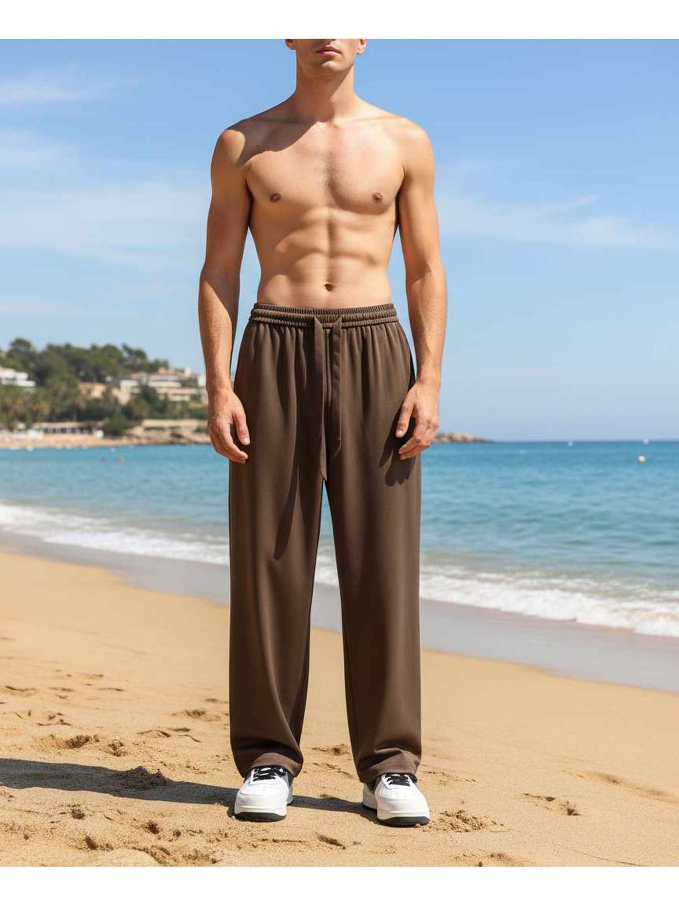 Pantalon décontracté homme tendance, jambe droite