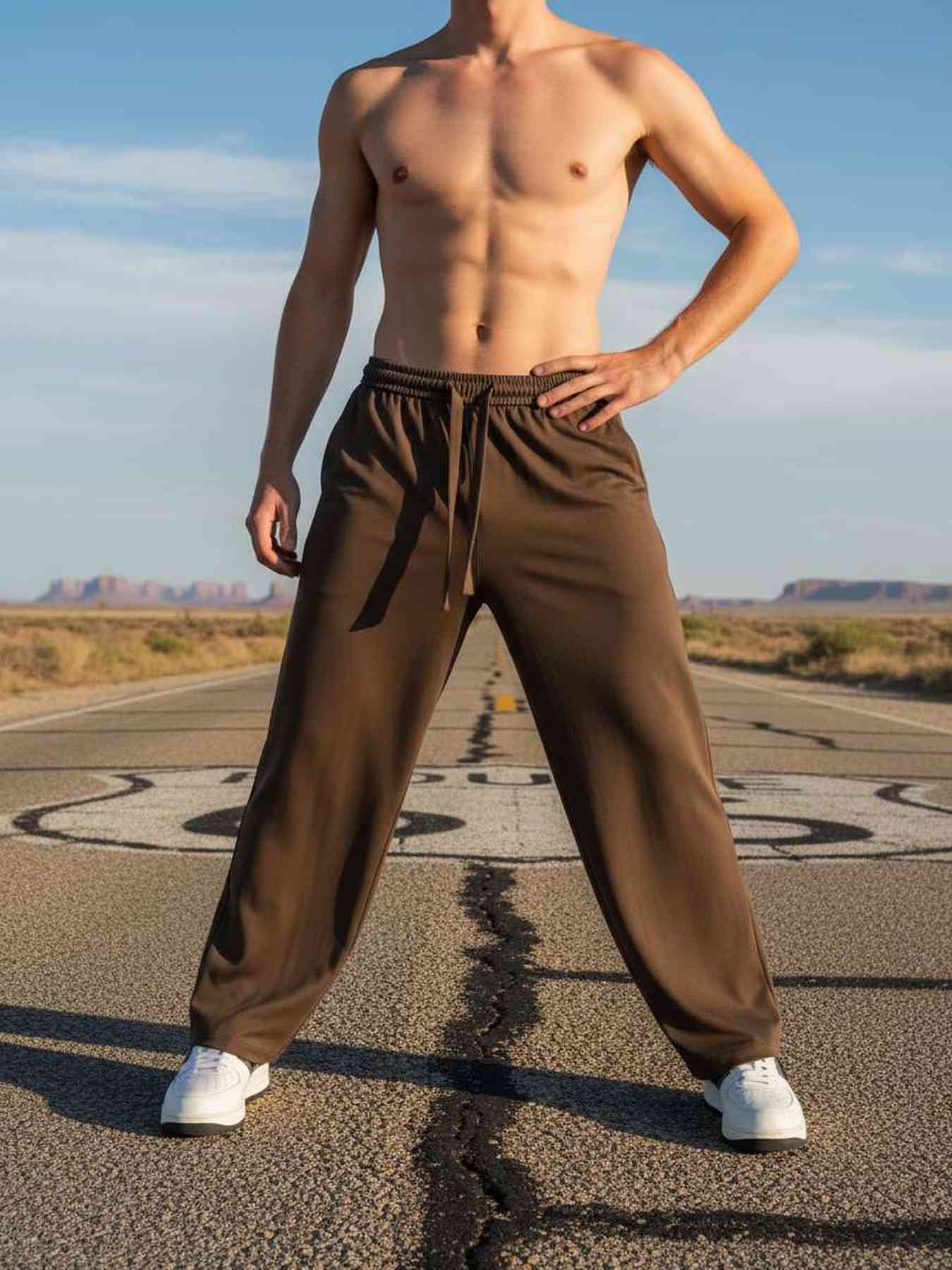 Pantalon casual homme tendance cordon anti-plis