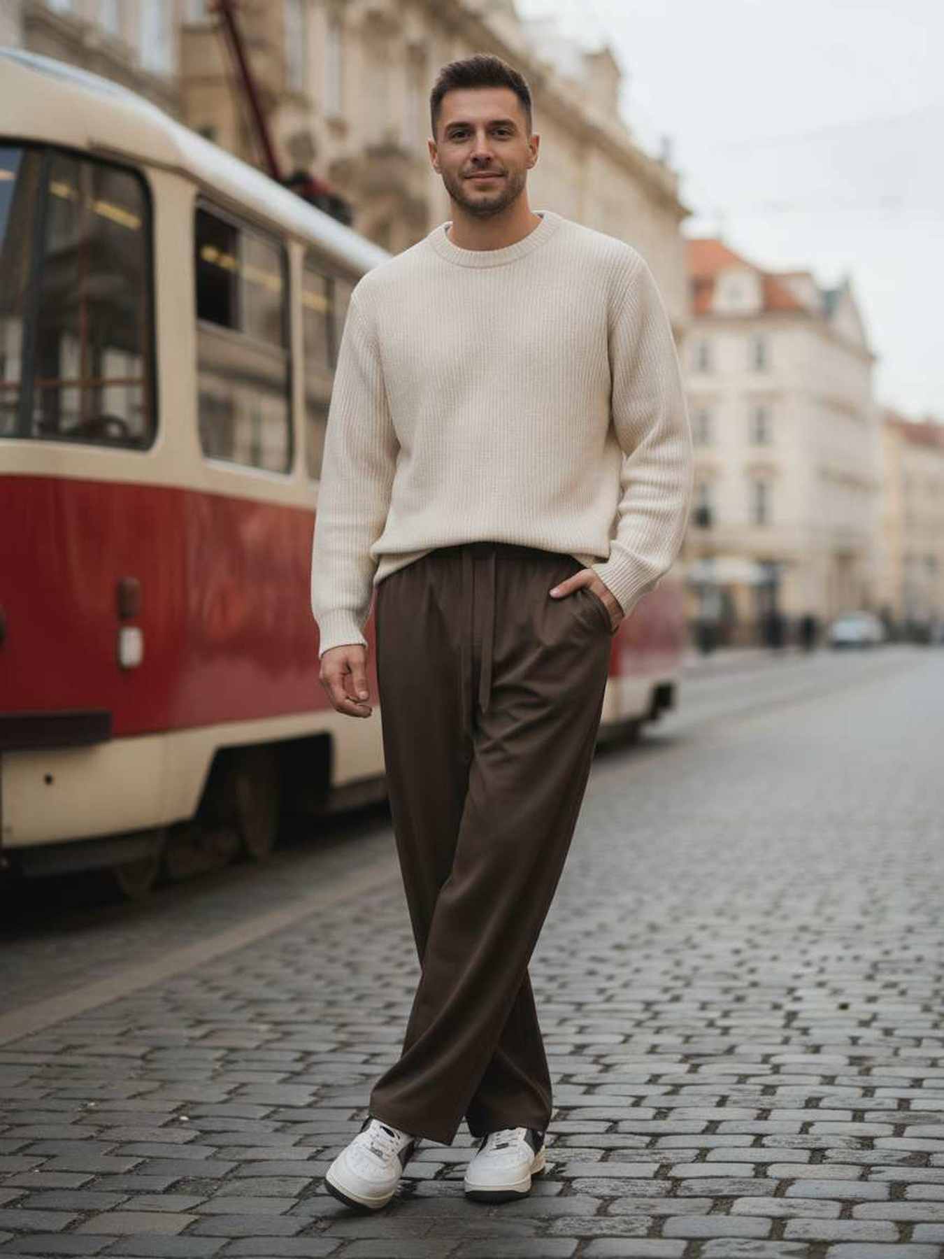 Pantalon casual homme tendance, droit, velours côtelé, ajusté, 9 po