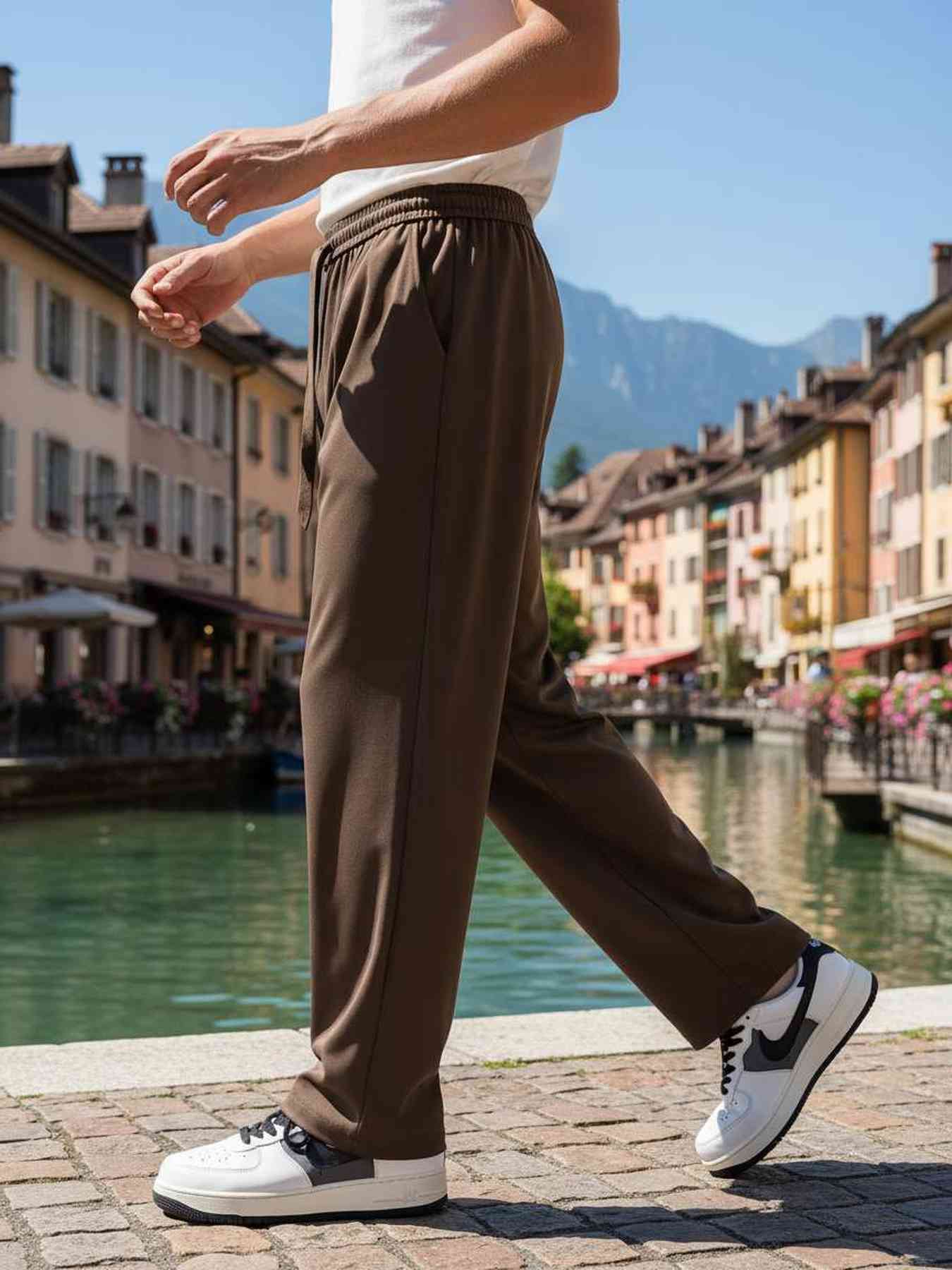 Pantalon casual homme décontracté en velours côtelé ajusté antirides
