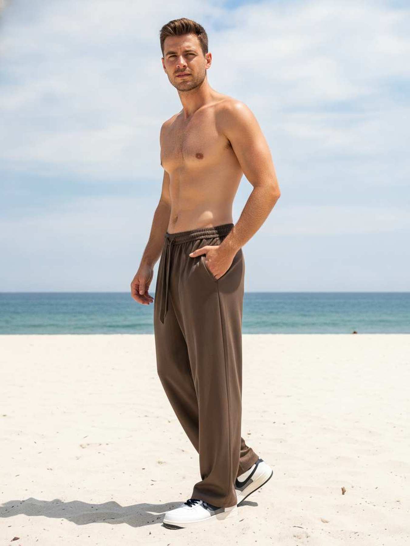 Pantalon casual homme tendance ajusté