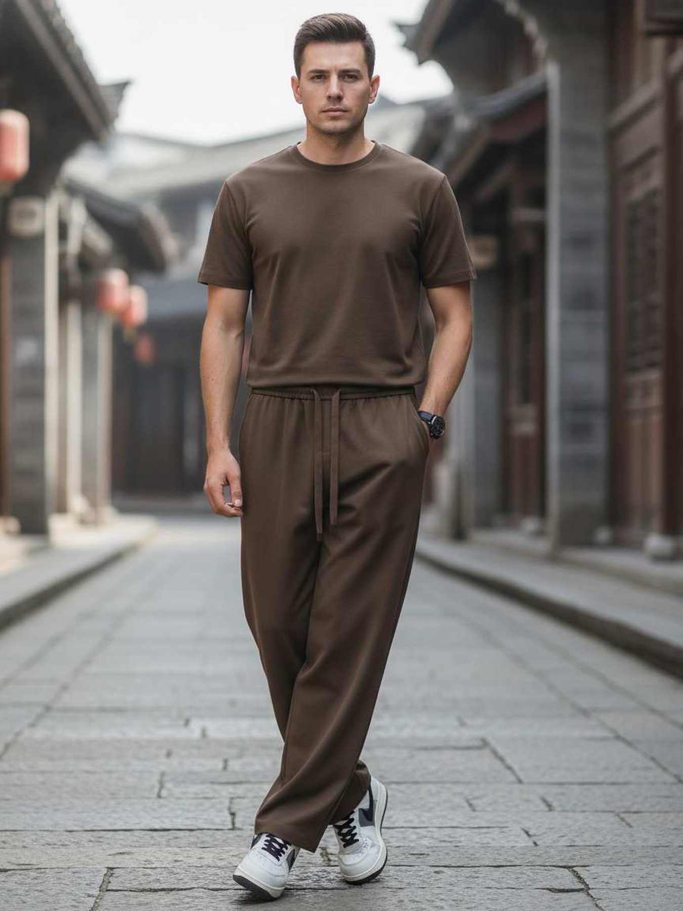 Pantalon décontracté homme, coupe droite
