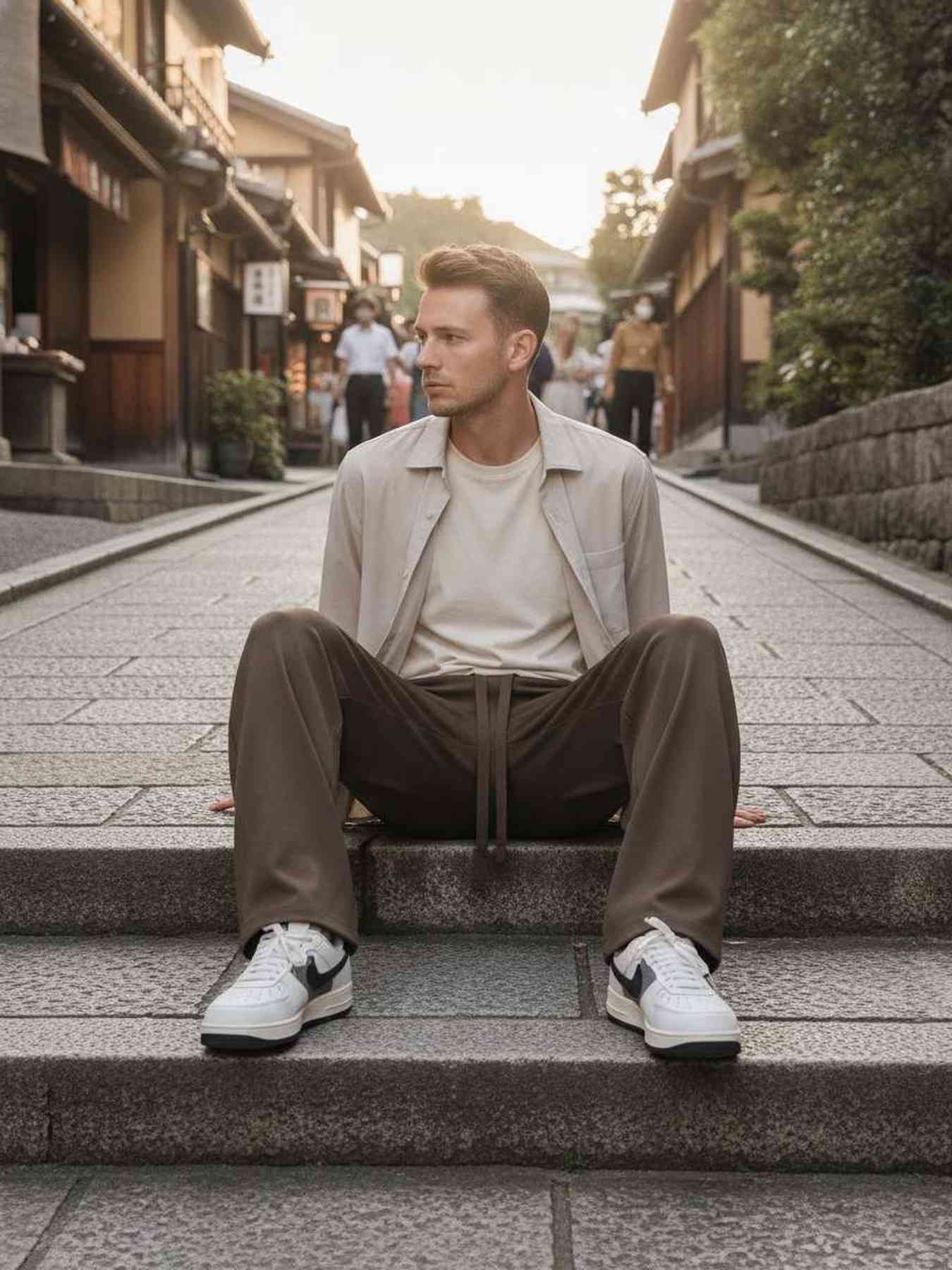 Pantalon décontracté homme, coupe droite