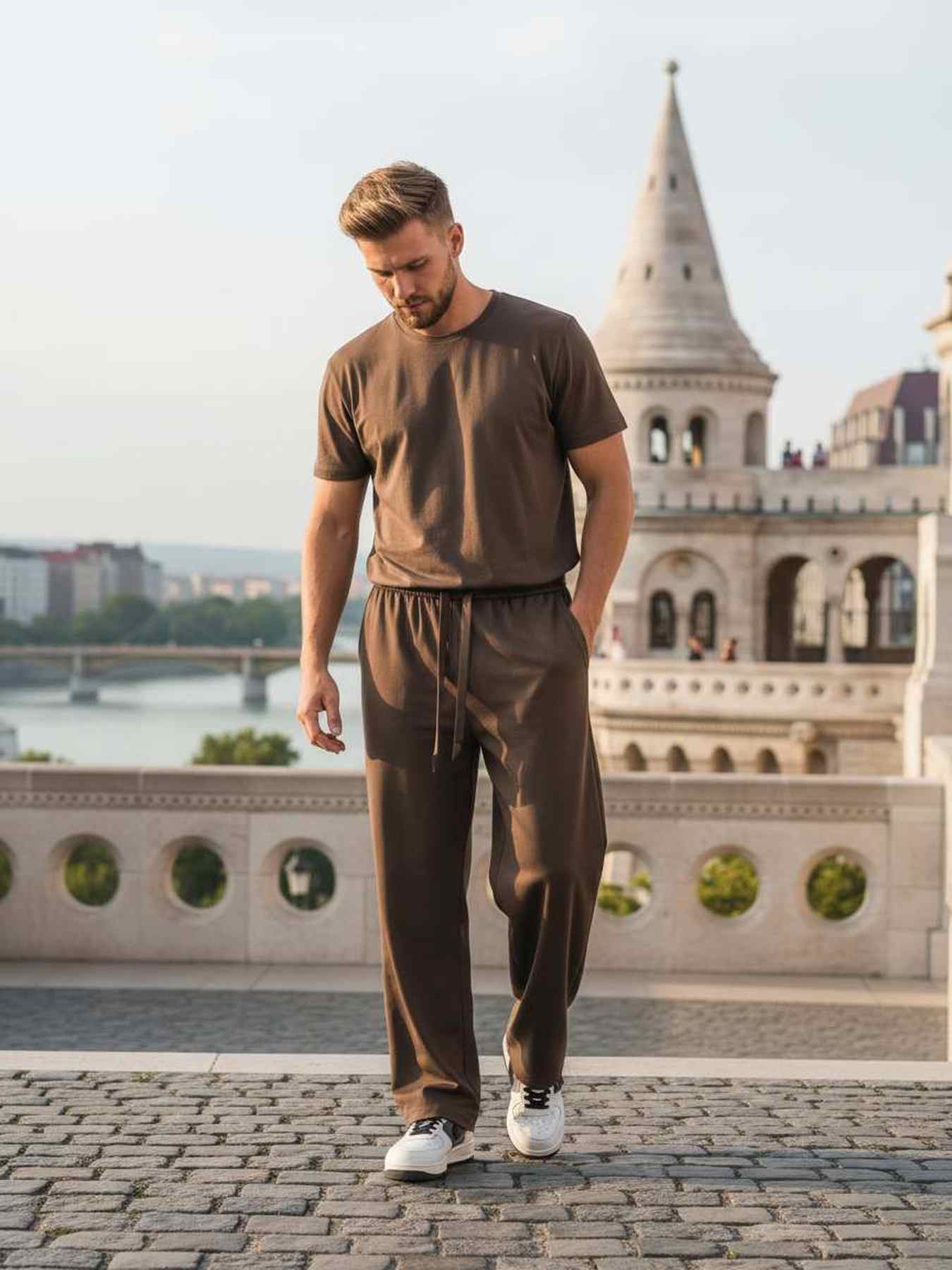 Pantalon casual homme tendance ajusté