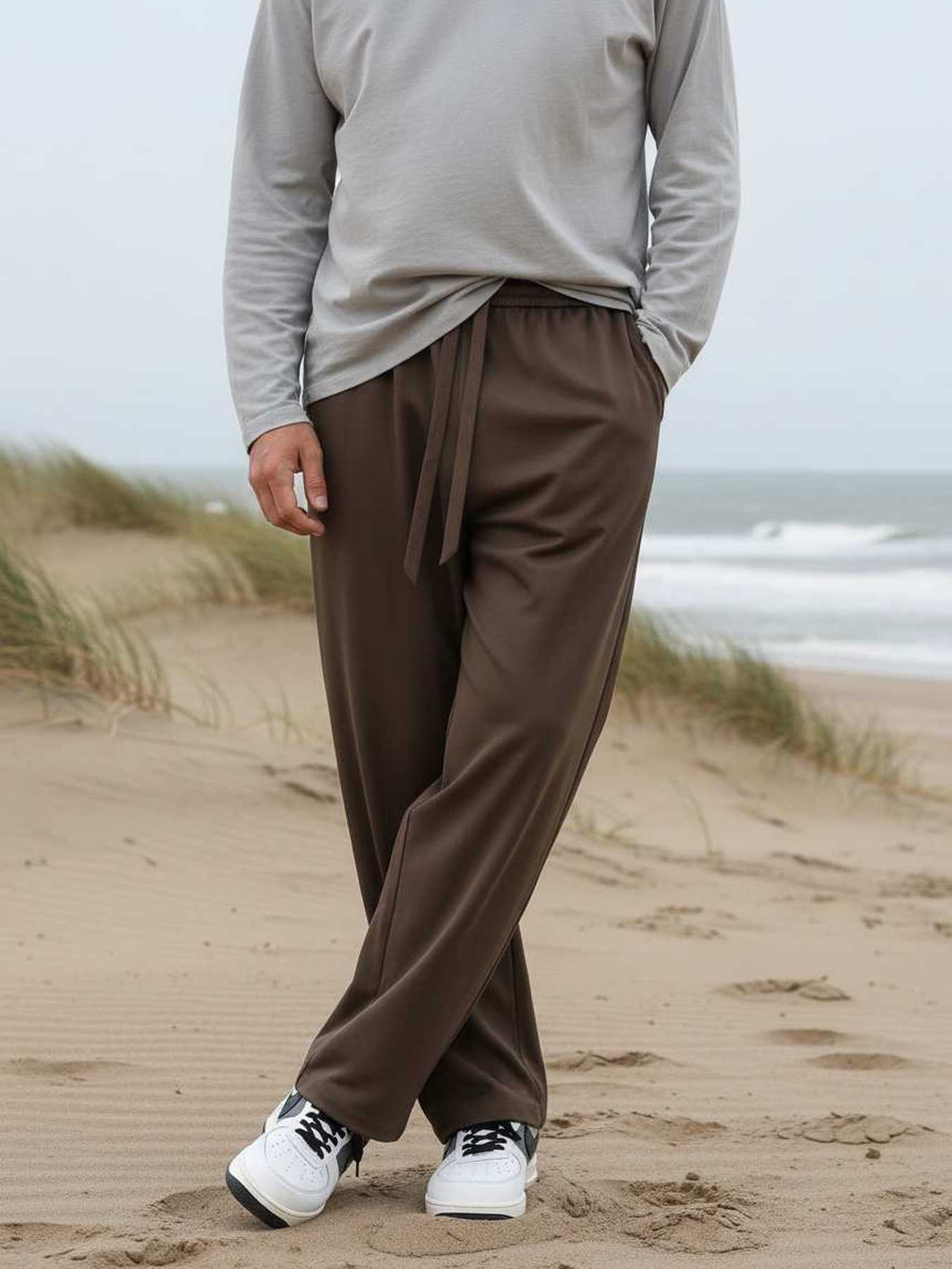 Pantalon casual homme tendance cordon