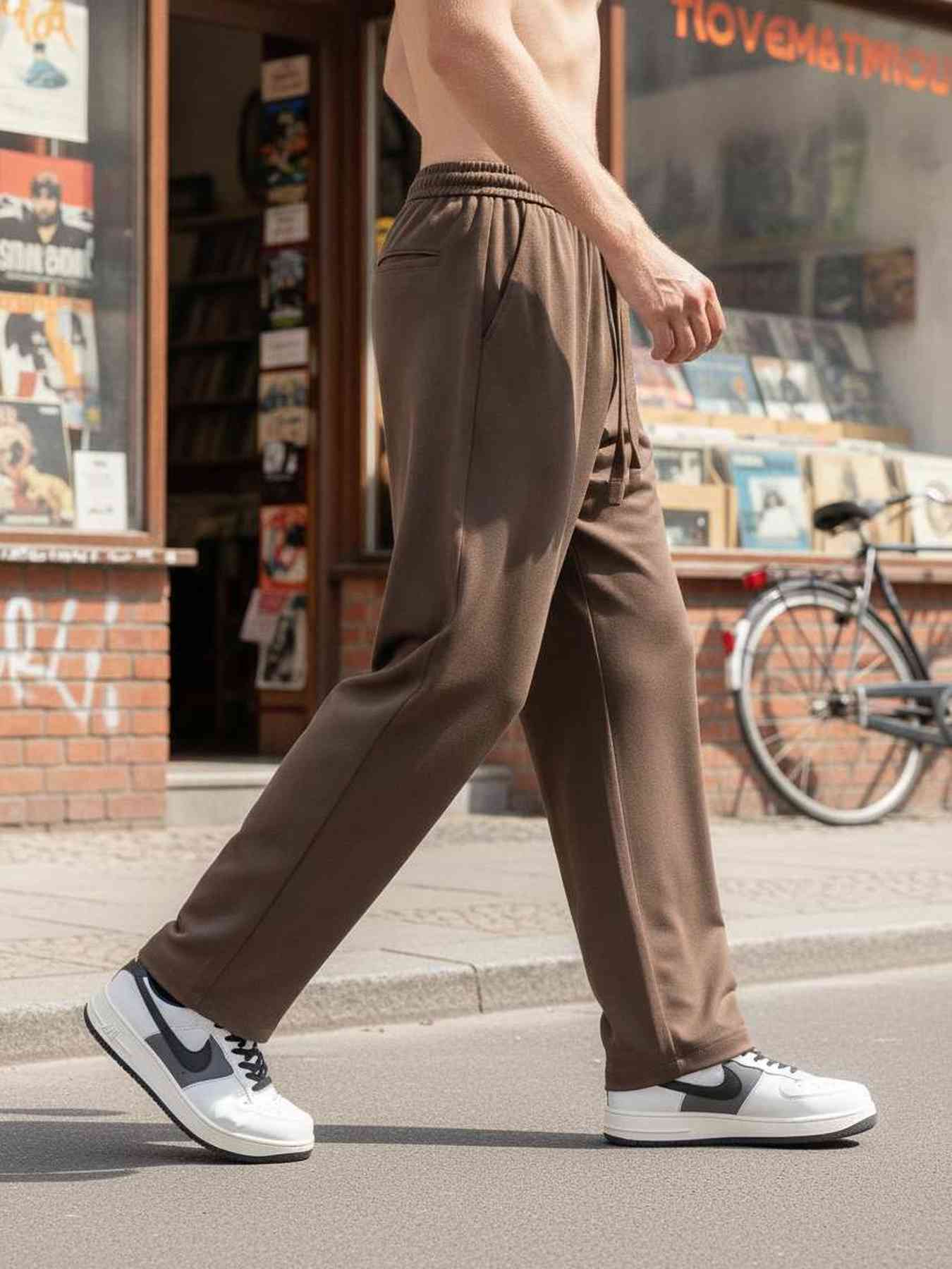 Pantalon homme tendance corduroy droit antirides 9 pouces