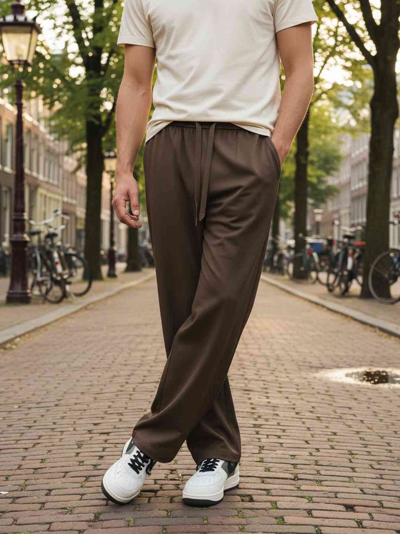 Pantalon décontracté homme, coupe droite