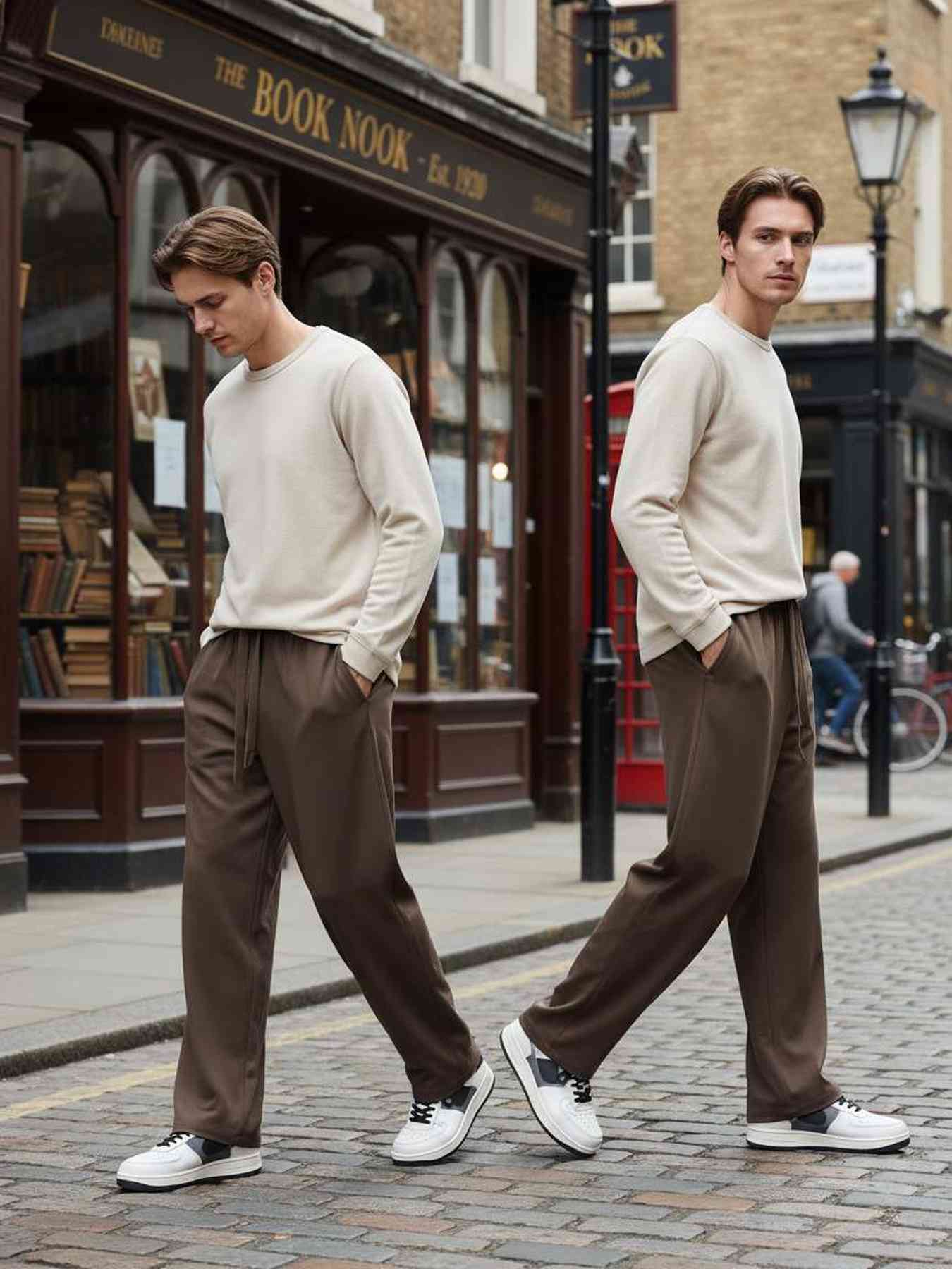 Pantalon casual homme tendance, droit, velours côtelé, ajusté, 9 po