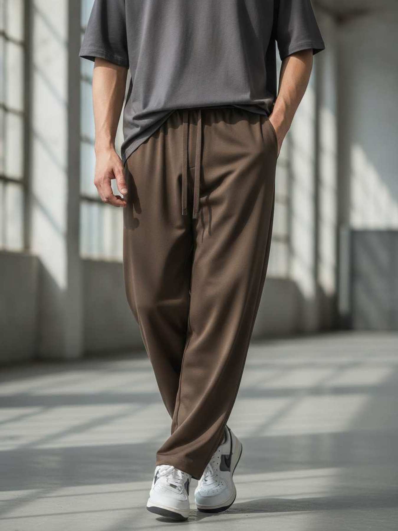 Pantalon casual homme tendance jambe droite
