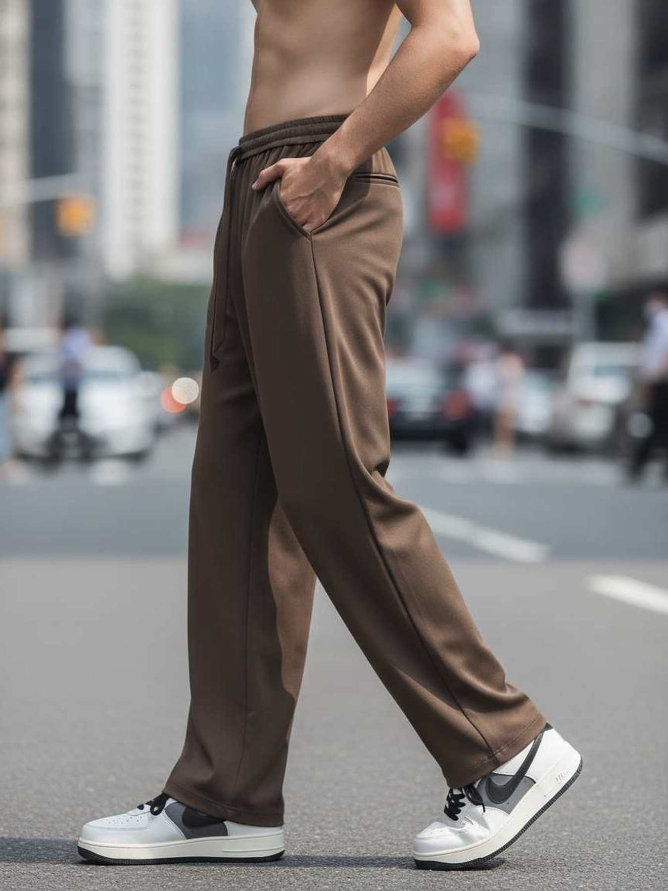 Pantalon casual homme tendance, droit, velours côtelé, ajusté, 9 po