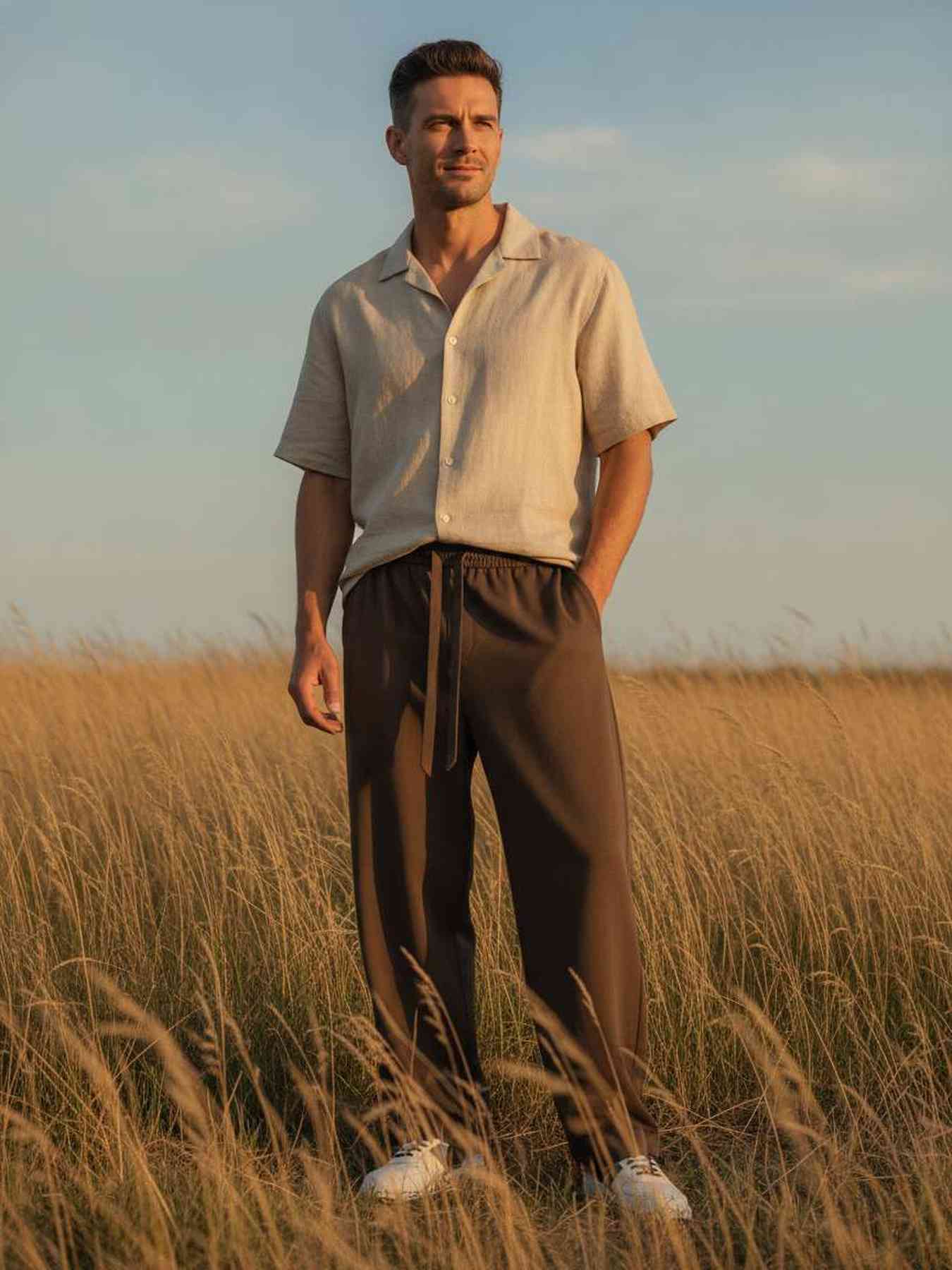 Pantalon casual homme tendance cordon