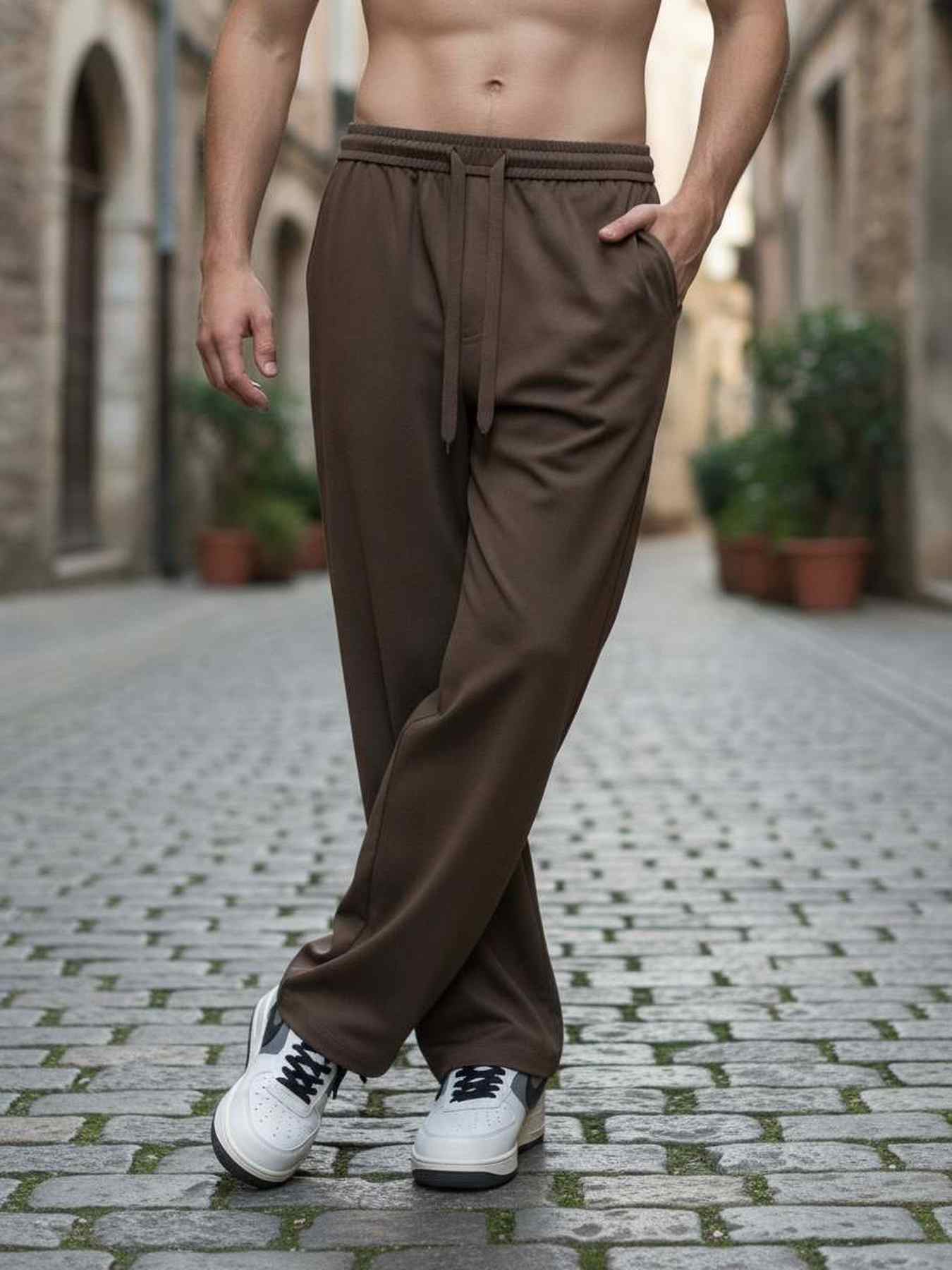 Pantalon casual homme tendance cordon
