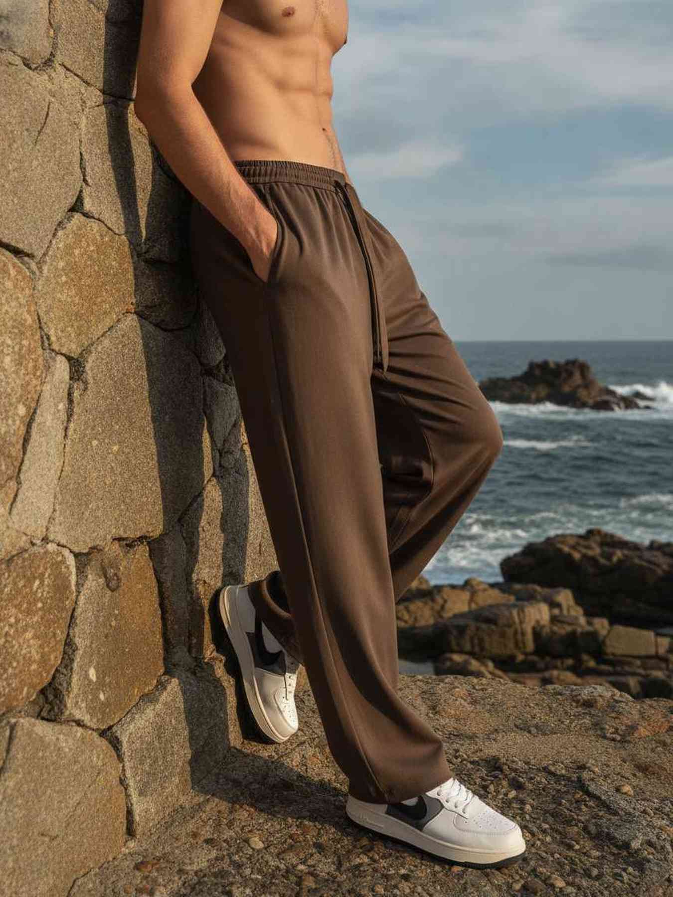 Pantalon décontracté homme, corduroie, coupe droite, anti-froissement