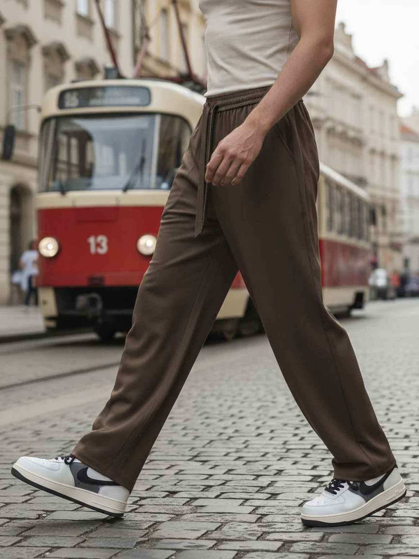 Pantalon casual homme en velours côtelé, coupe droite, anti-froissement