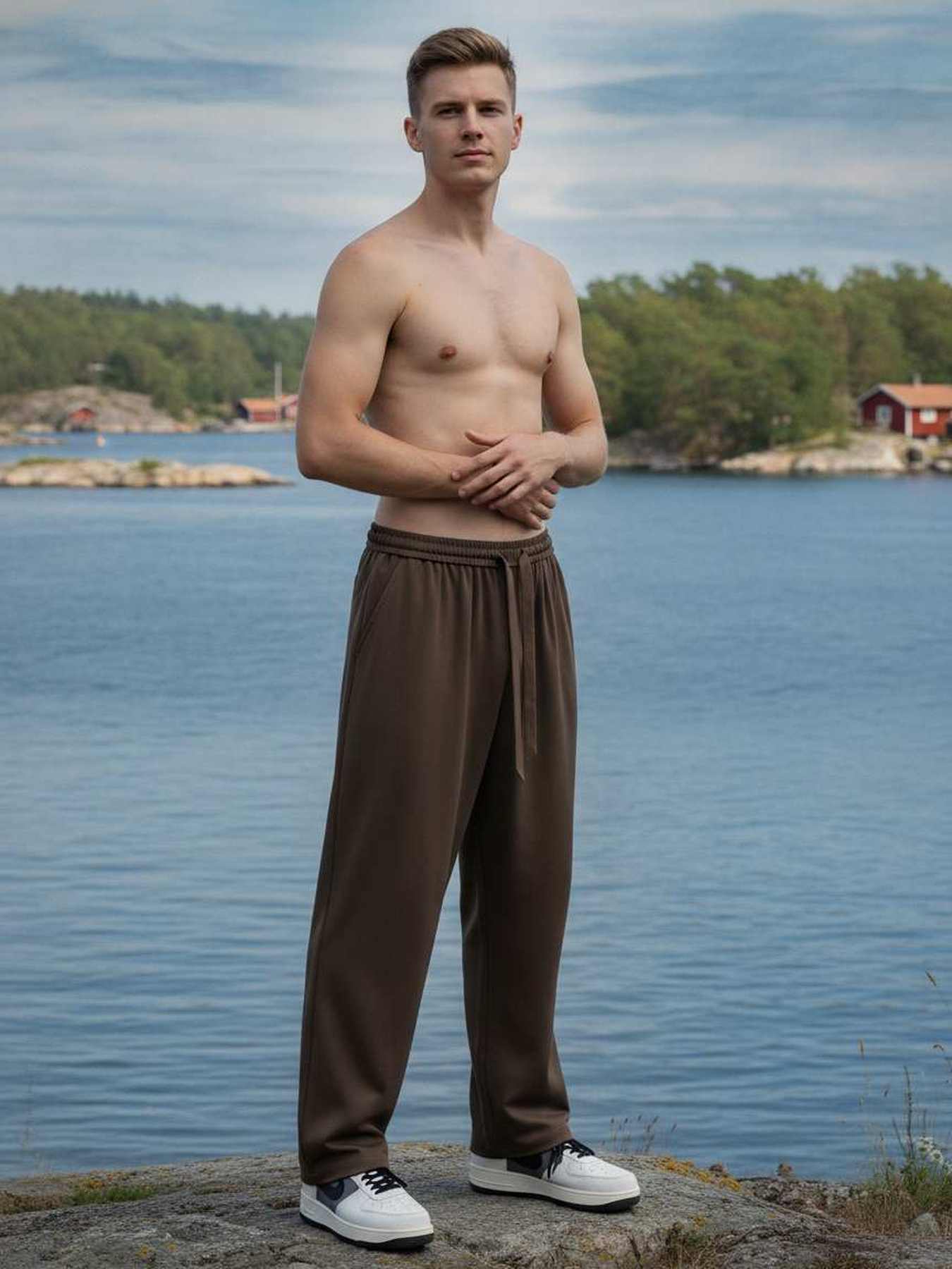 Pantalon casual homme tendance, droit, velours côtelé, ajusté, 9 po