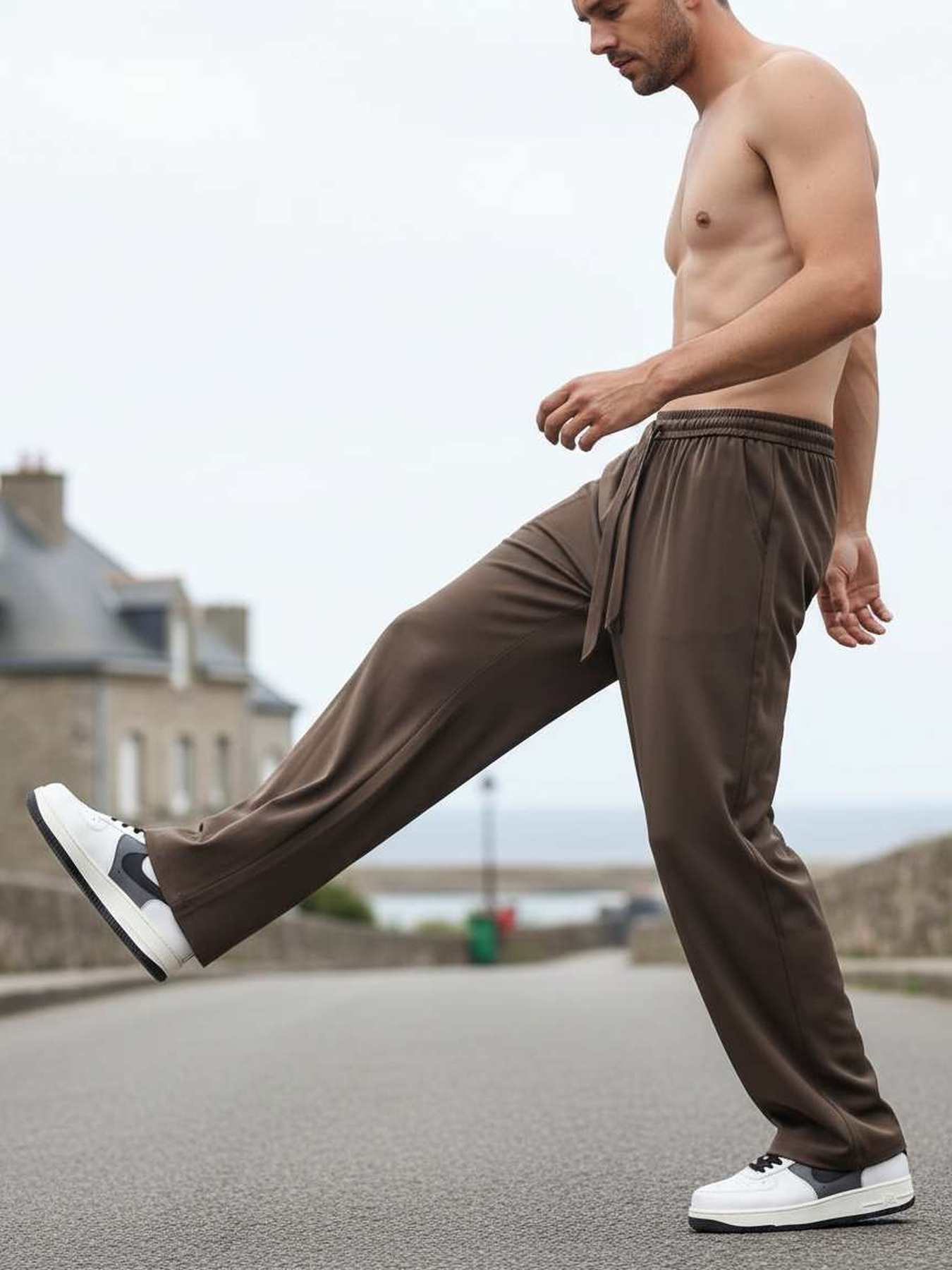 Pantalon casual tendance pour homme, jambe droite
