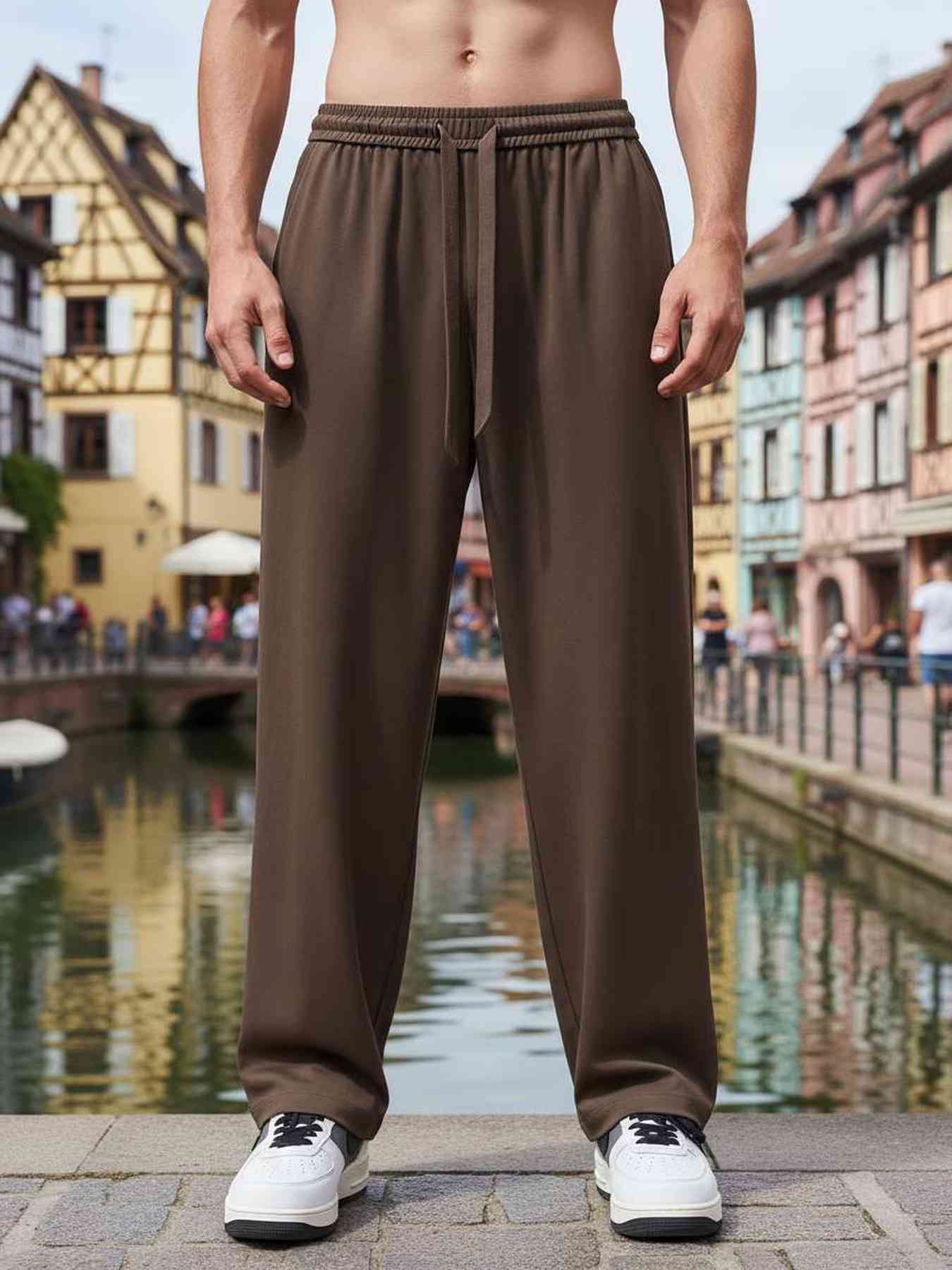 Pantalon décontracté homme, corduroie, coupe droite, anti-froissement