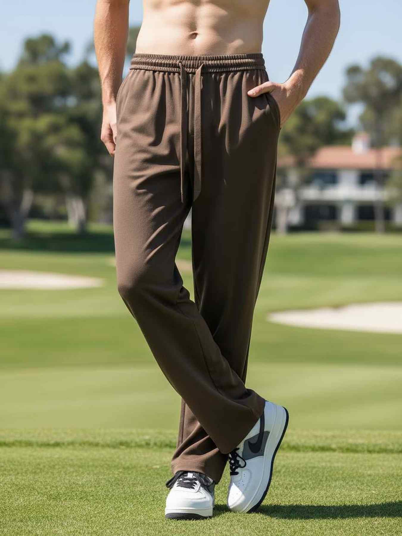 Pantalon décontracté homme tendance, jambe droite