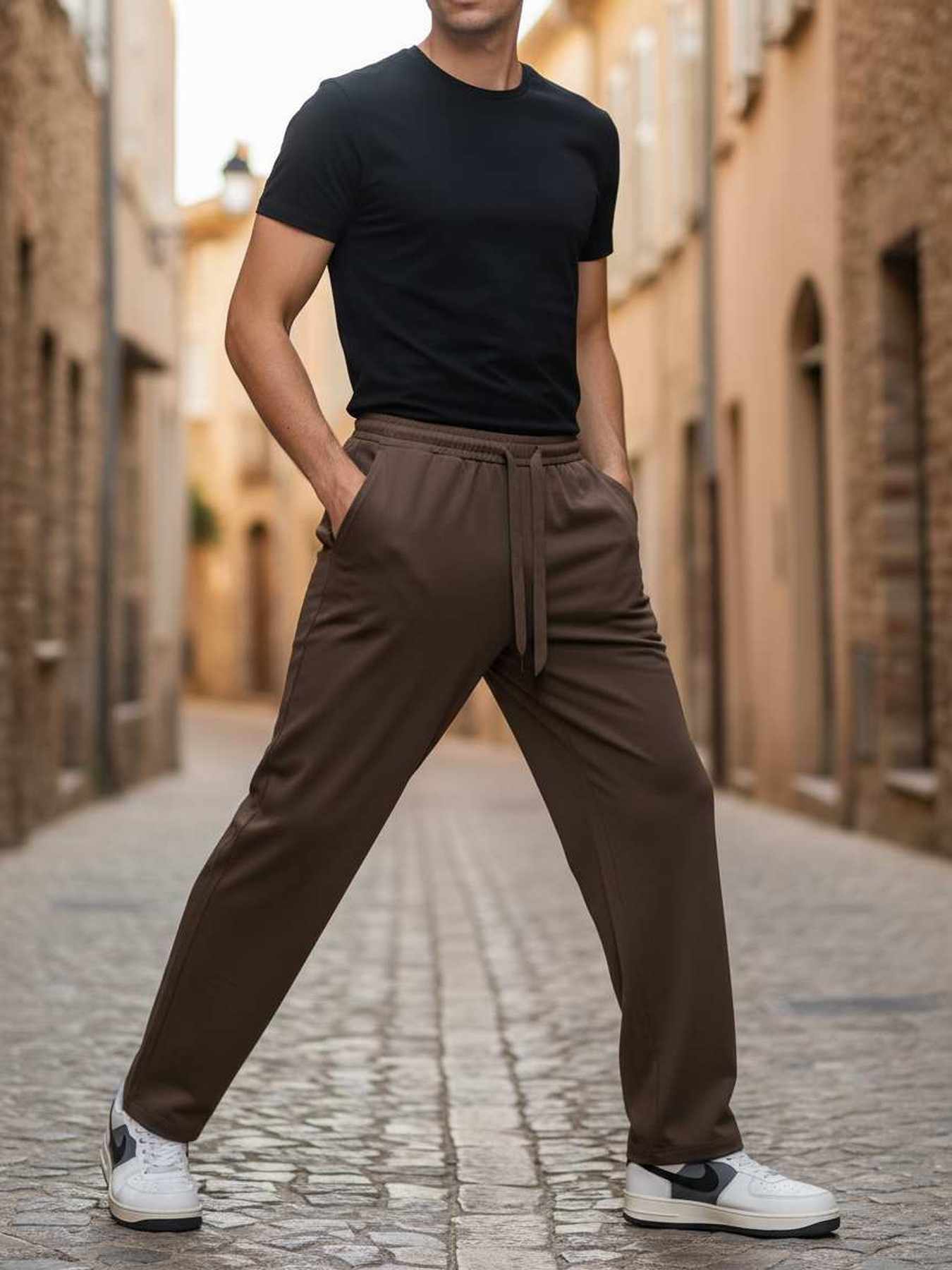 Pantalon casual homme décontracté en velours côtelé ajusté antirides