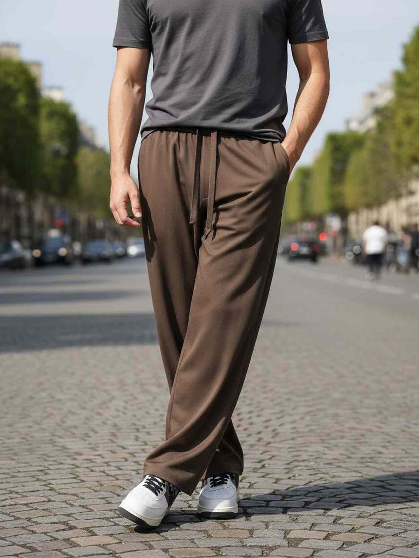 Pantalon casual tendance pour homme, jambe droite
