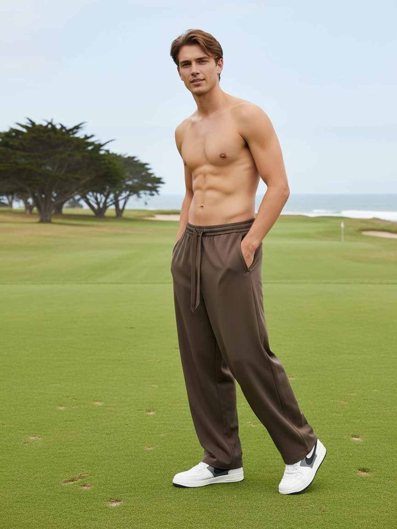 Pantalon casual homme tendance ajusté