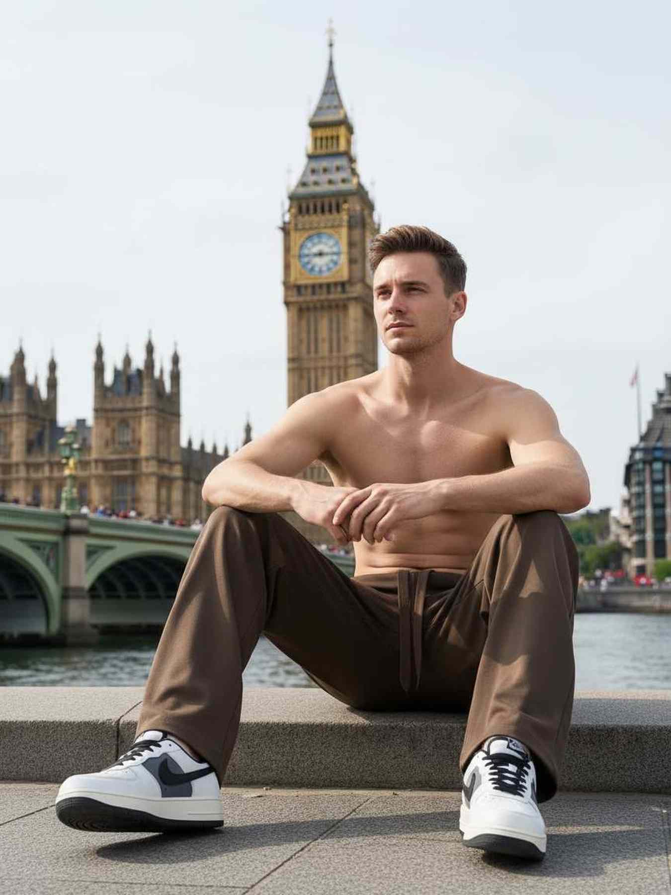 Pantalon décontracté homme, coupe droite