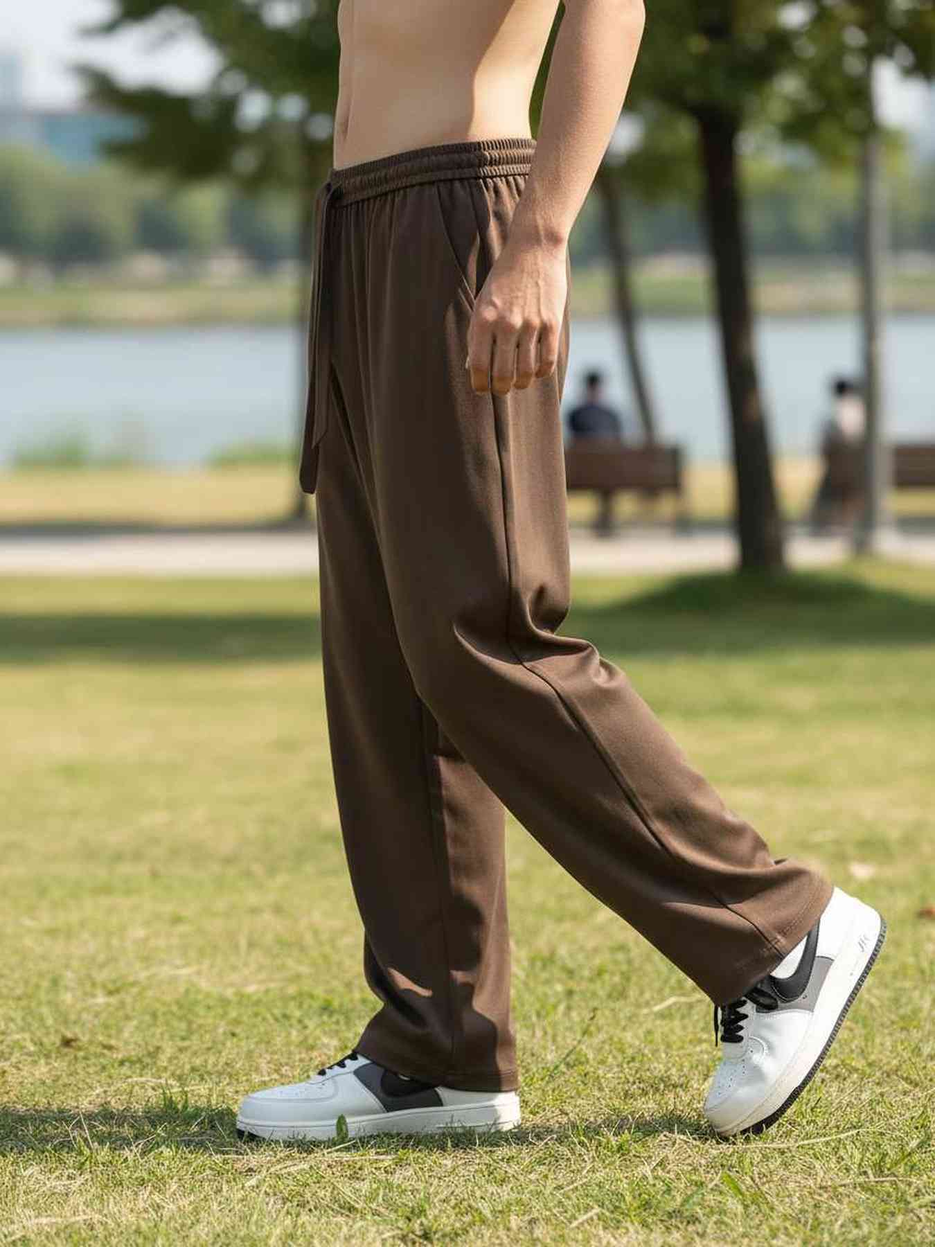 Pantalon homme tendance corduroy droit antirides 9 pouces