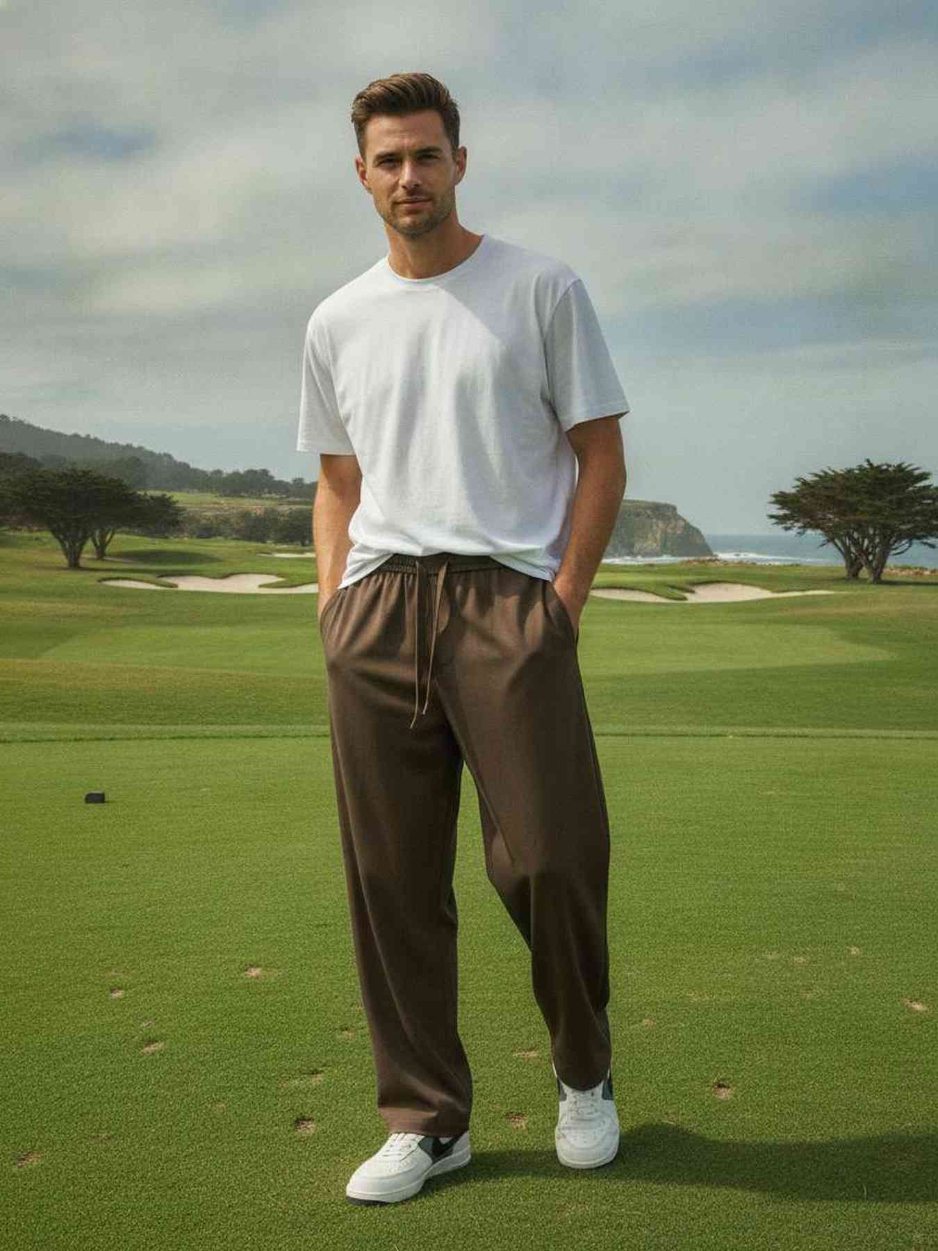 Pantalon casual tendance homme, long, droit, velours côtelé, ajusté, anti-froissure