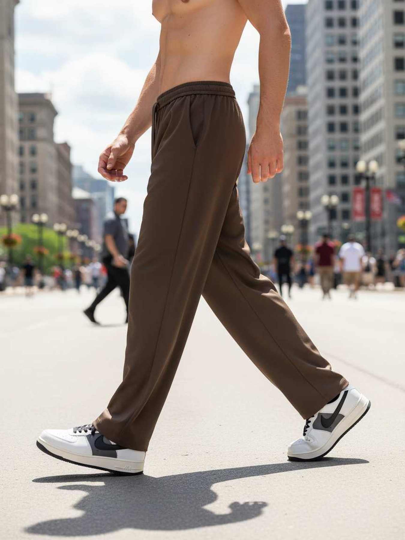 Pantalon décontracté homme tendance jambe droite 9po
